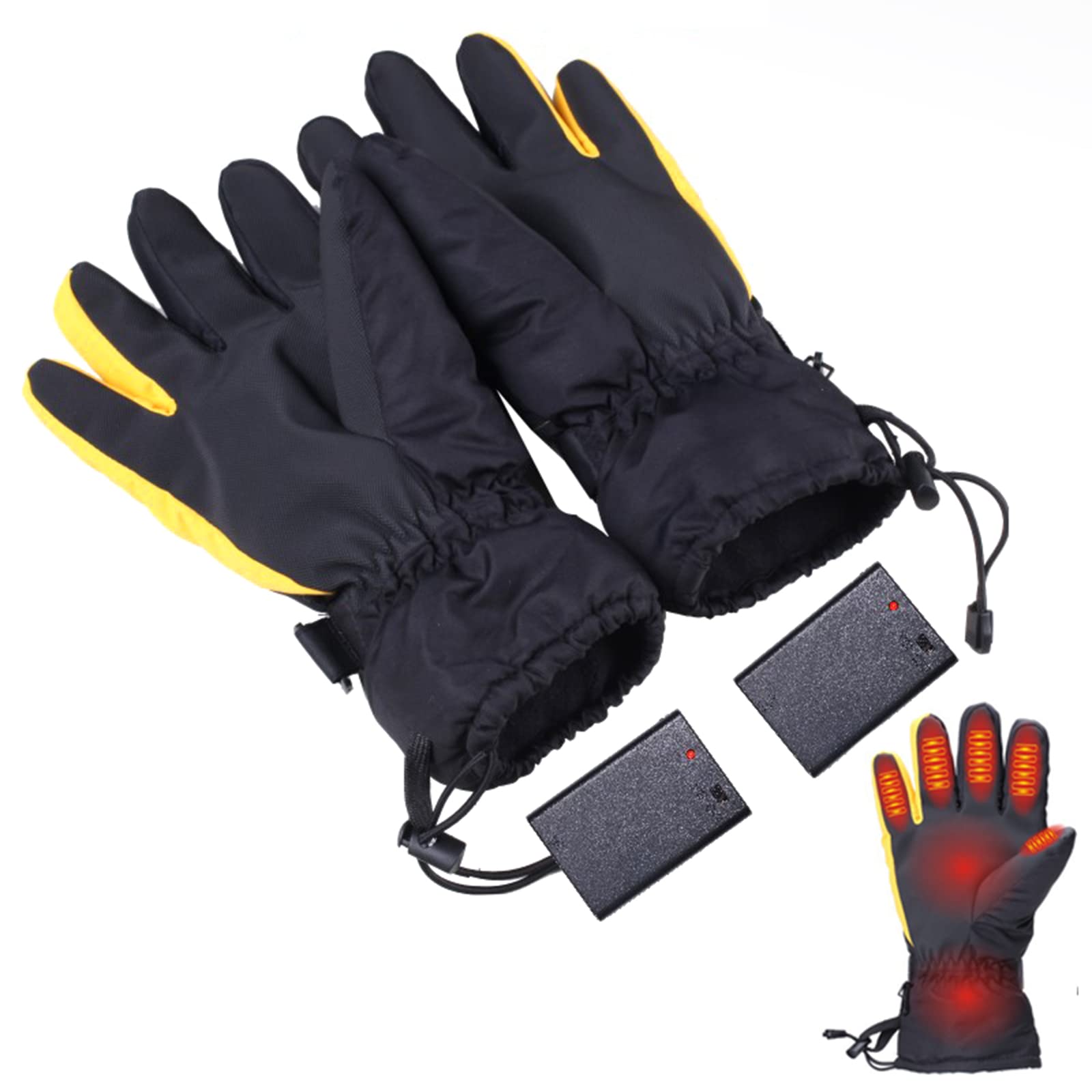 CHEWYNP Guanti Riscaldati Elettrici per Uomo/Donna, 3 Livelli di Riscaldamento ​Riscaldamento Alimentato a Batteria Guanti Antivento Touch Screen Invernali Caldi per Motocicletta all'