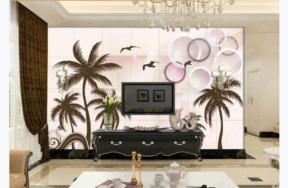 Papier peint 3D intissé cocotier au design géométrique chic 150x105cm