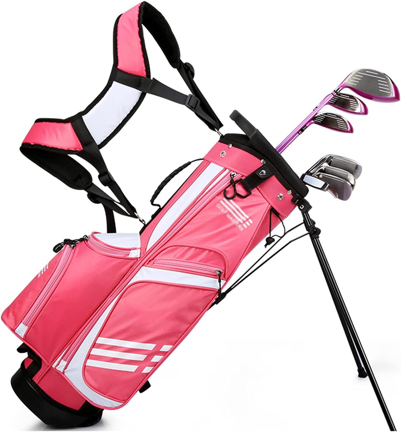 YYC Golf Stand Bag with Stand & Handle,Unisex Children Golf Cart Bag with 3 Way Dividers,Lightweight Portable Golf Bag for up to 7~9 Clubs(Blue,Pink)