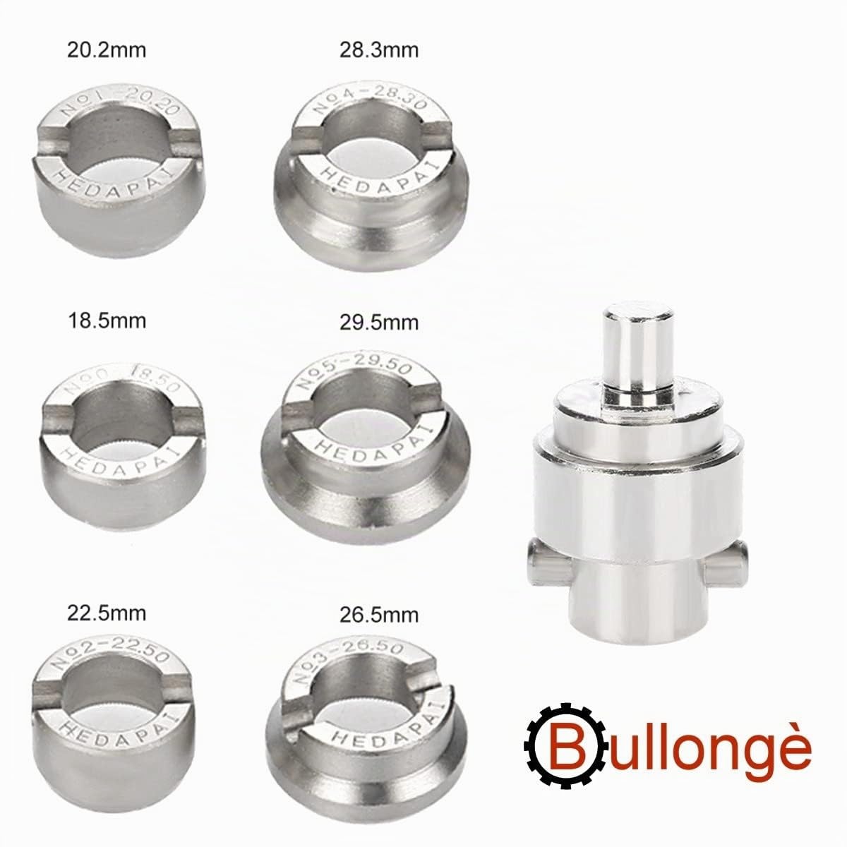 BULLONGÈ RLX Gehäuseöffner-Einsätze 5538 mit Adapter für Uhren-Gehäuseöffner 5700 - Uhrenwerkzeug zum Öffnen von RLX und TDR Uhren