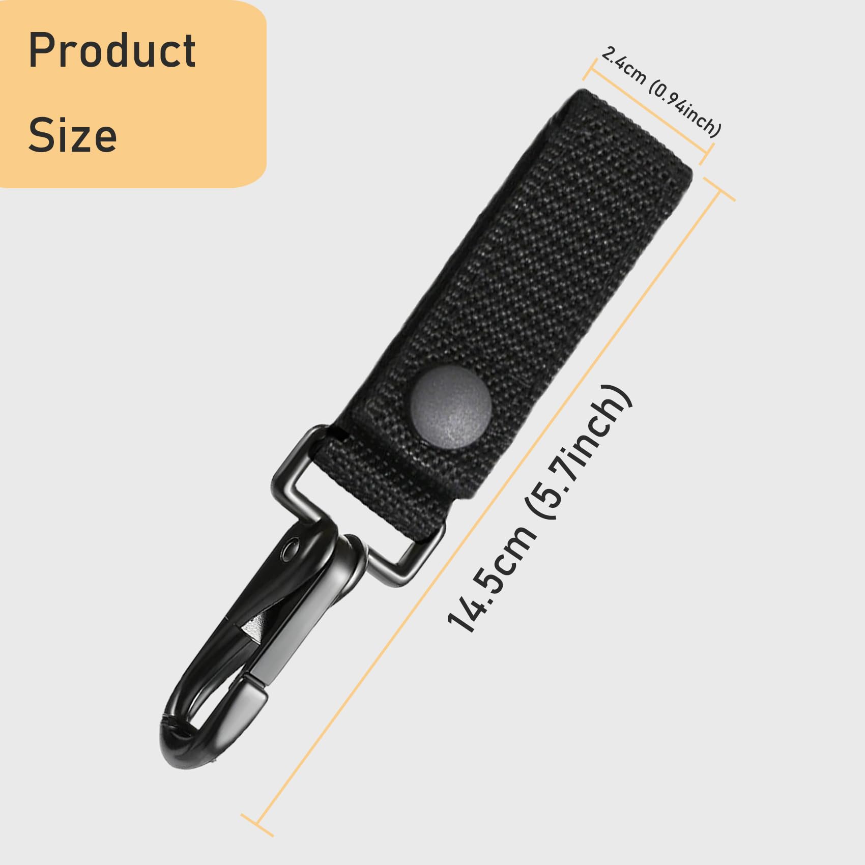 Heavy Duty Belt Keeper Clip, Strong Metal Police Key Chain Clip for Law Enforcement Police Belt Accessories Military Molle Hook(T-Black 2Pack)