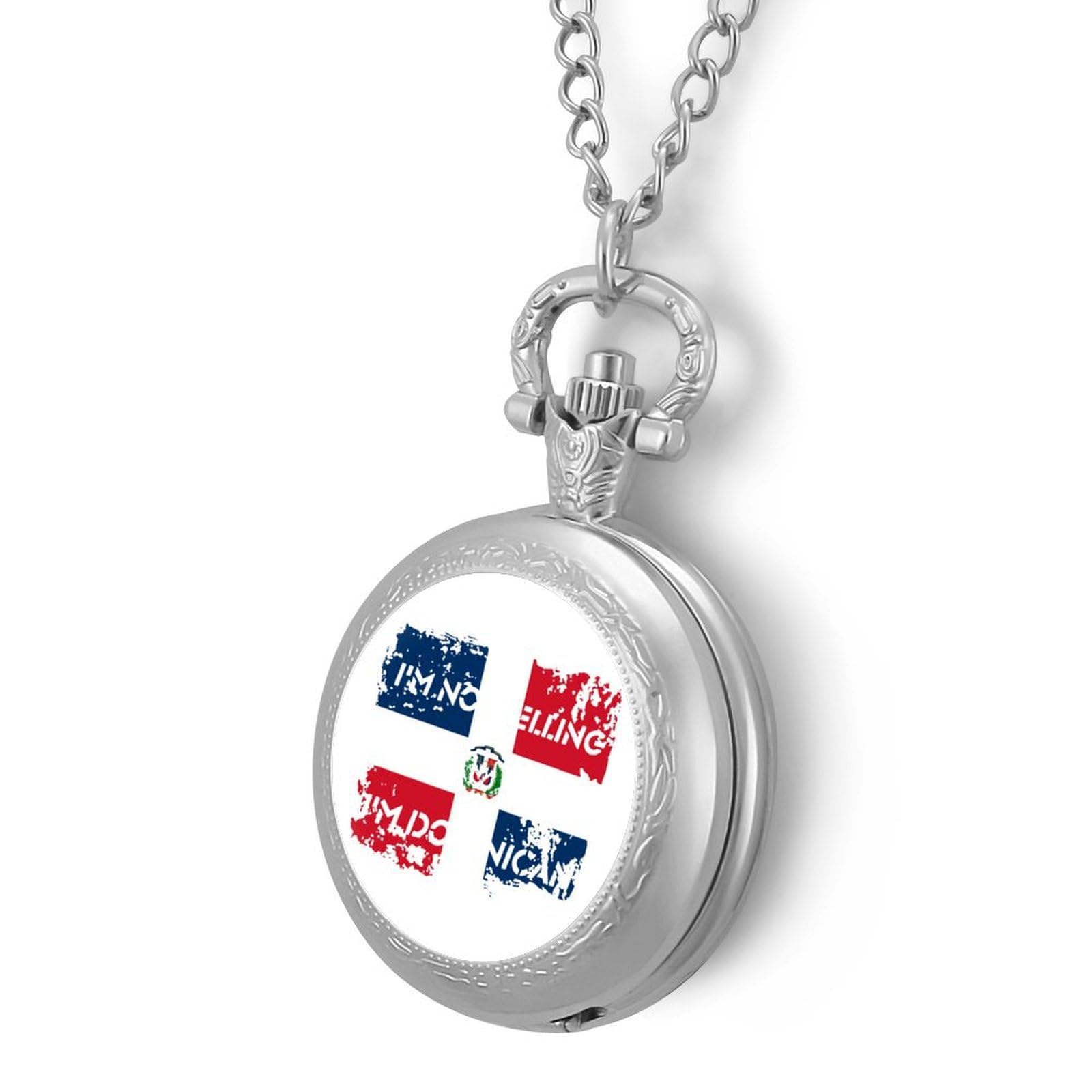 I'm-Not-Yelling-I'm-Dominican Vintage Pocket Watch with Chain Numerals Scale Christmas Graduation Birthday Gifts Valentine's Day Silver-Style