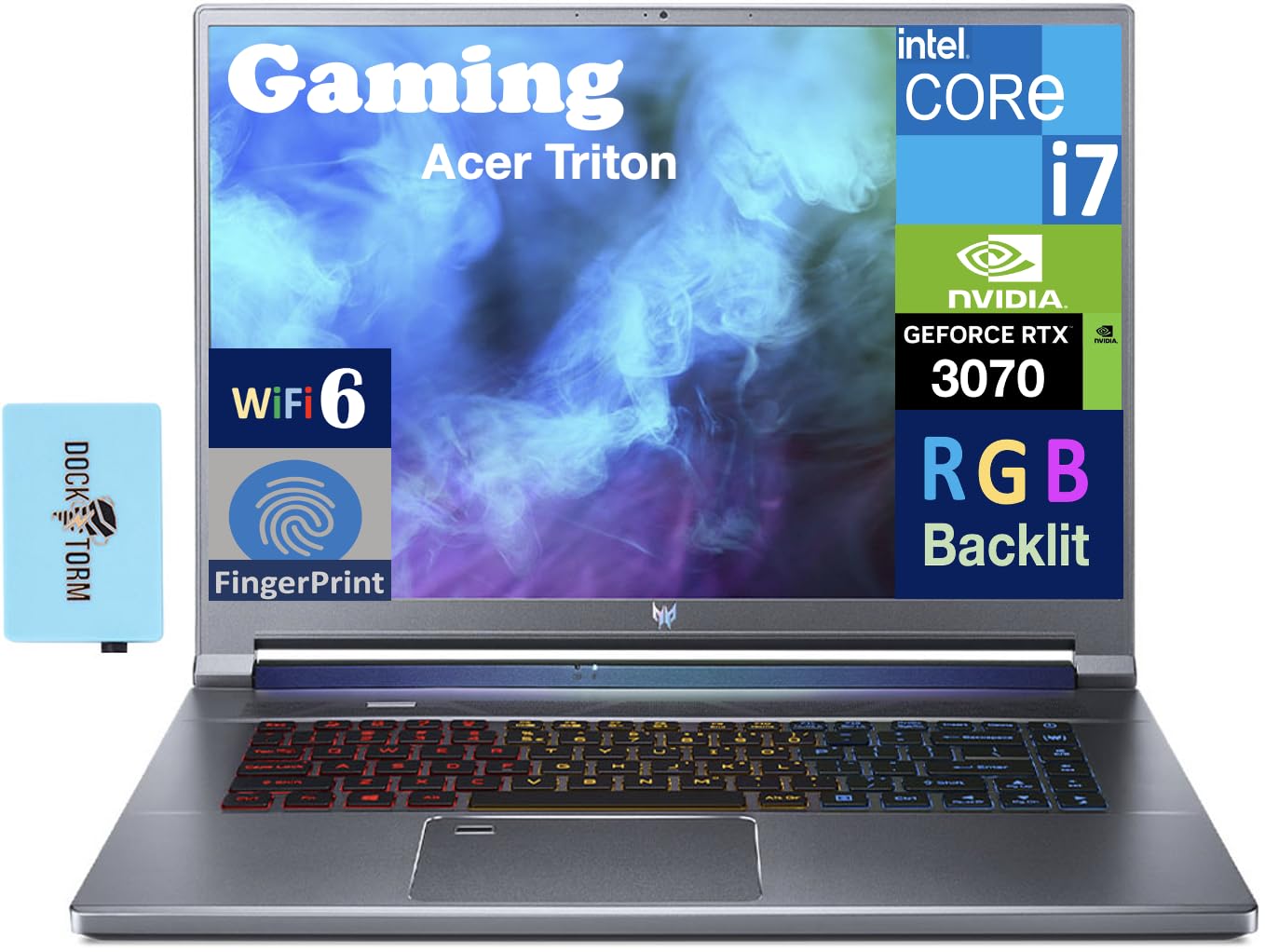 acer Triton 500 SE-16 Gaming Laptop 16.0" IPS WQXGA Display (Intel i7-11800H, 64GB DDR4, 1TB PCIe SSD, RTX 3070, 3-Zone RGB KB, Fingerprint, WiFi 6, Win 11 Pro) Bundle with DKZ Hub