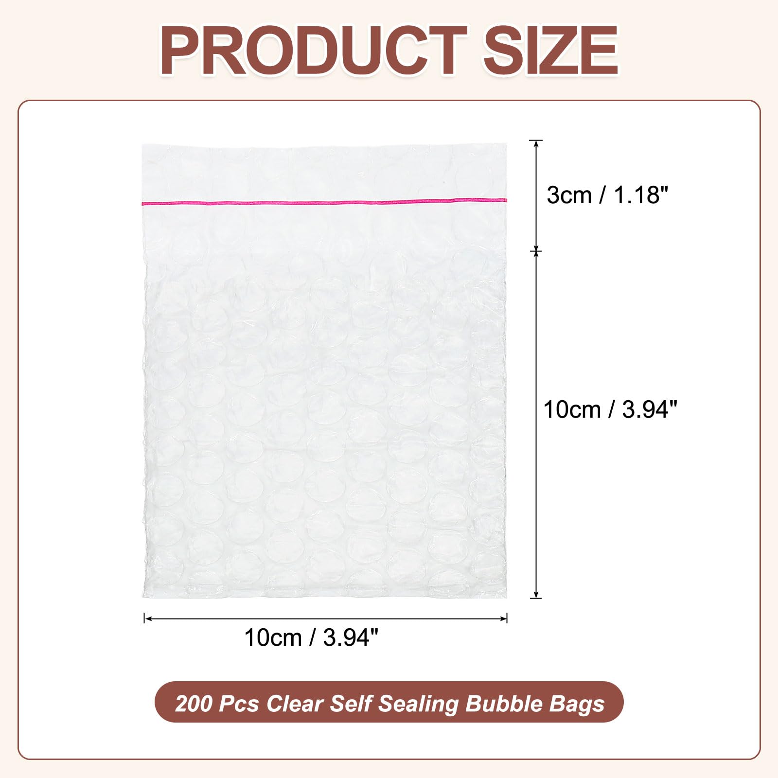 PATIKIL Lot de 200 sacs à bulles transparents auto-adhésifs, (10 x 10 cm), pochettes d'emballage à bulles légères et économiques à double paroi rembourrées, adaptées pour l'expédition postale