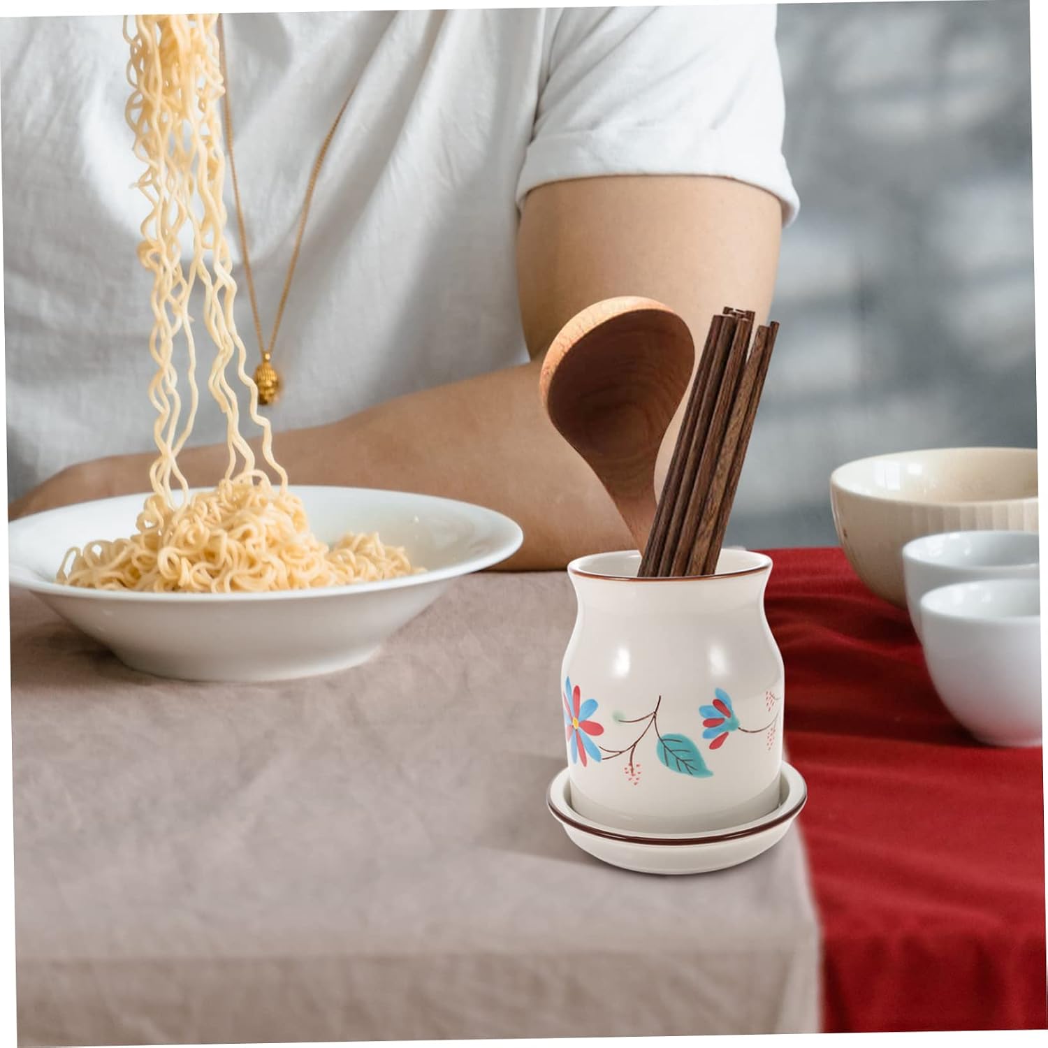 VALICLUD Convenient Chopstick Holder Multi-function Draining Utensil Holder for Kitchen Countertop Organization Elegant Design