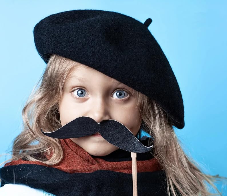 Wool French Beret Hat for Kids - Girls Classic Stretchable Solid Artist Beret Hats3