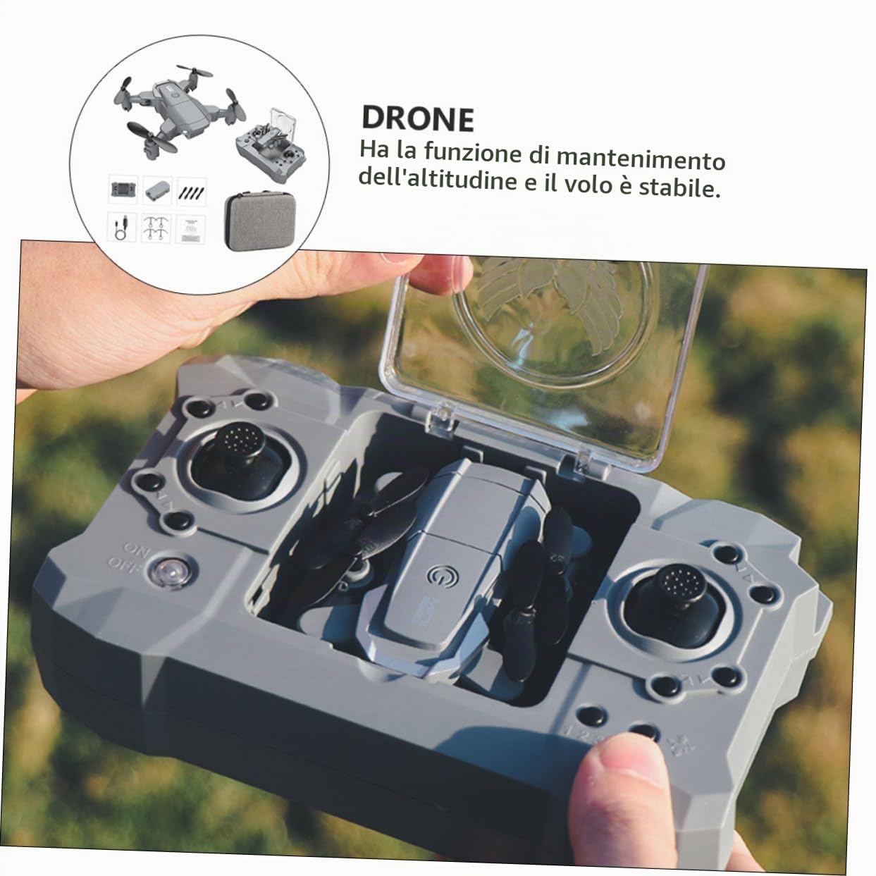 Mini Drone Pieghevole Doppia Camera 4K/1080P, 6 Assi | 2, 4g 4CH, Batteria Lipo 500mAh Inclusa, Ritorno un Tasto, Angolo Lente Regolabile per Selfie e Riprese Aeree