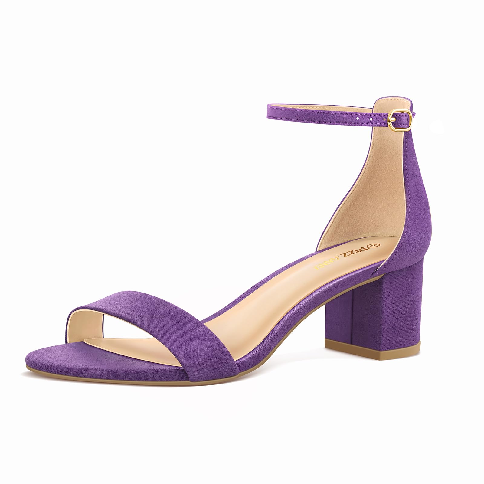 Women's Low Block Chunky Heels Sandals Comfortable Open Toe Ankle Strap Party Dress Pump Shoes Strappy Buckle Heeled Sandal, White Pearl, Black Glitter