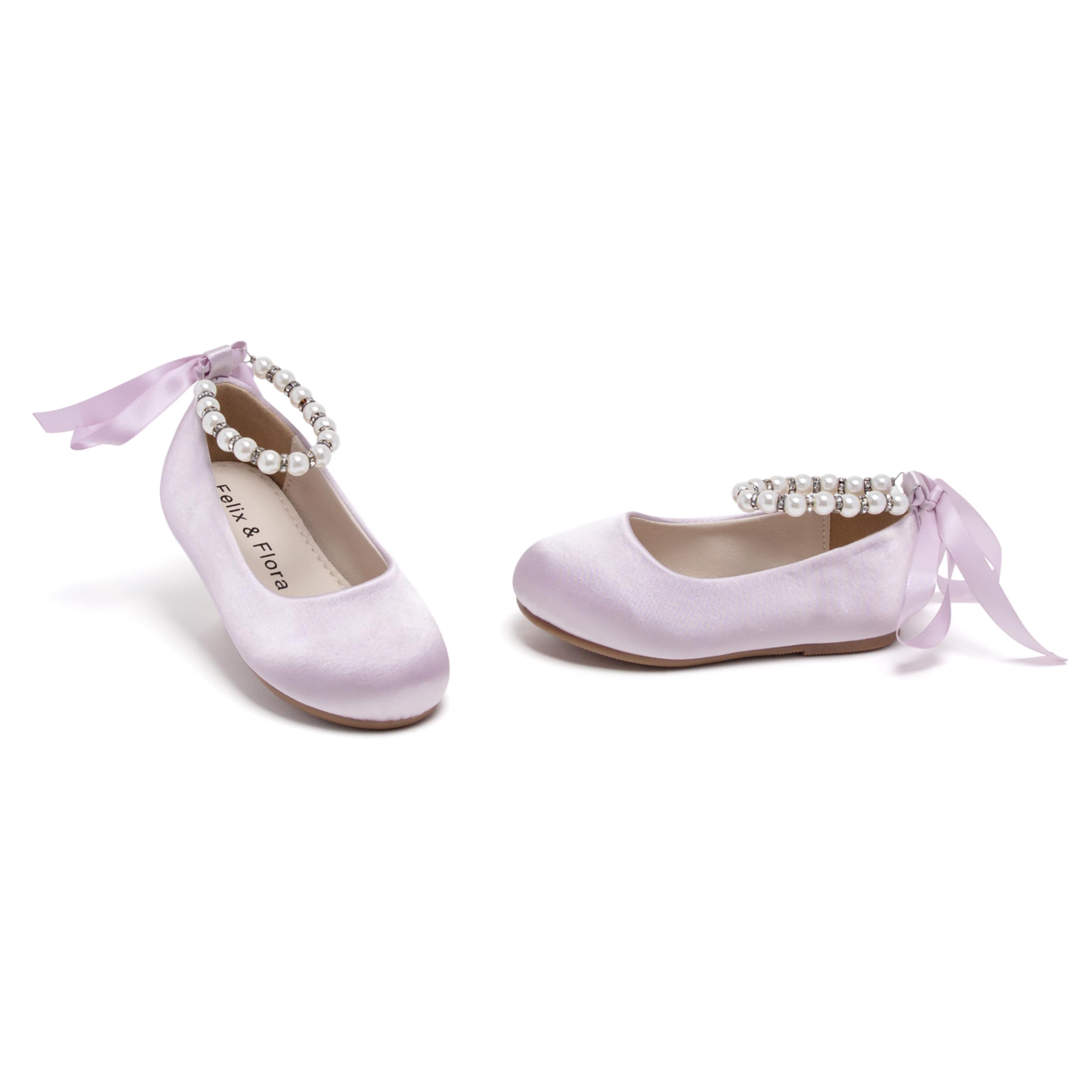 Felix & Flora Girls Toddler Little Ballet Shoes - Flower Girls Mary Jane Flats Dress Shoes Party Wedding