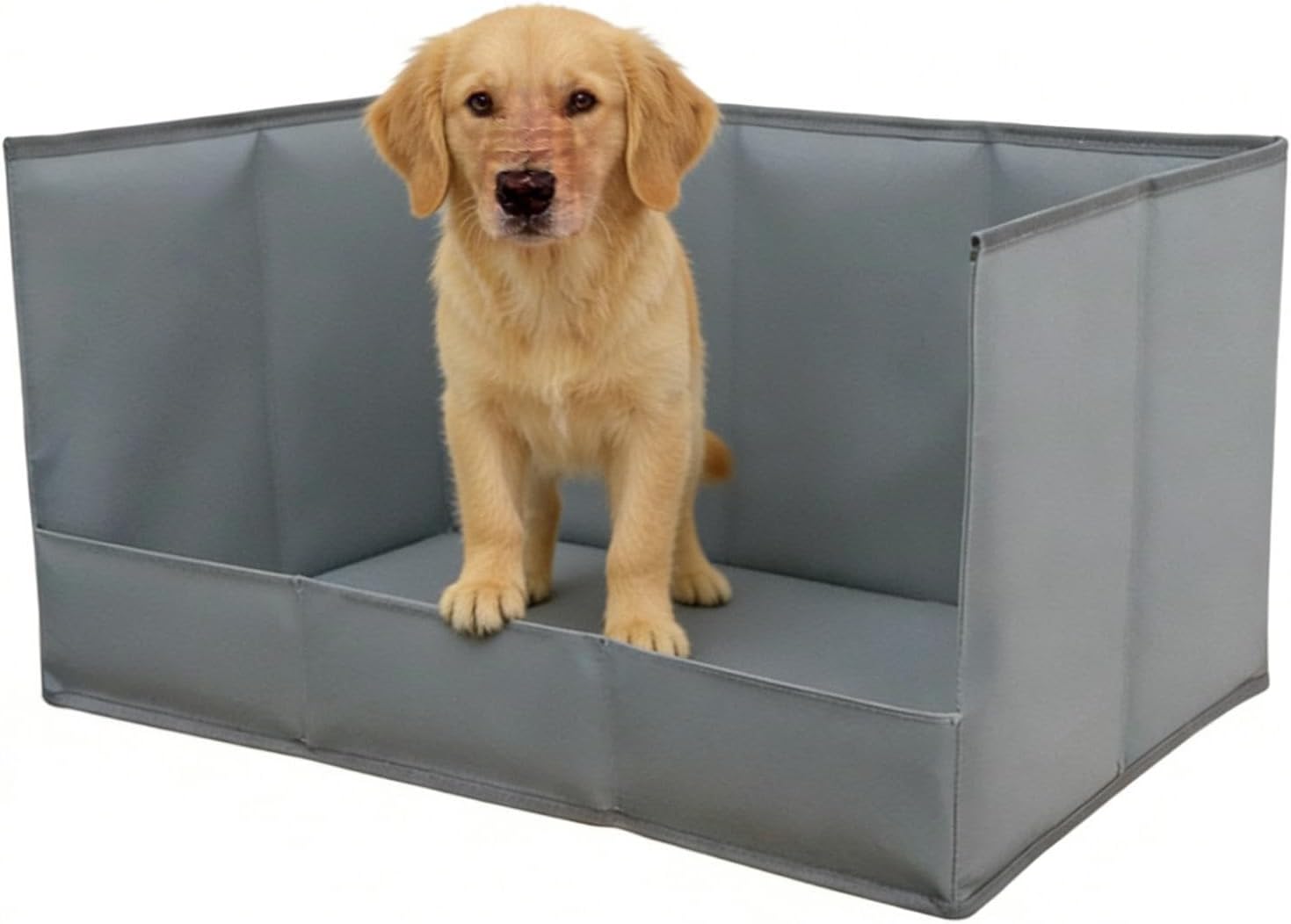 Dog Litter Box – PVC 57-84x38-58x30-40cm | High Walls Portable Folding Dog Pee Pad Holder | Waterproof Indoor Outdoor Home Apartment Balcony Porch Patio Use