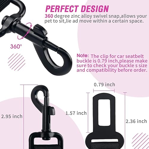 Miniatura 6 de COOYOO cinturón de seguridad retráctil y ajustable para perro, juego de 3 piezas, cinturón de nailon para vehículo, para que tu mascota esté segura,