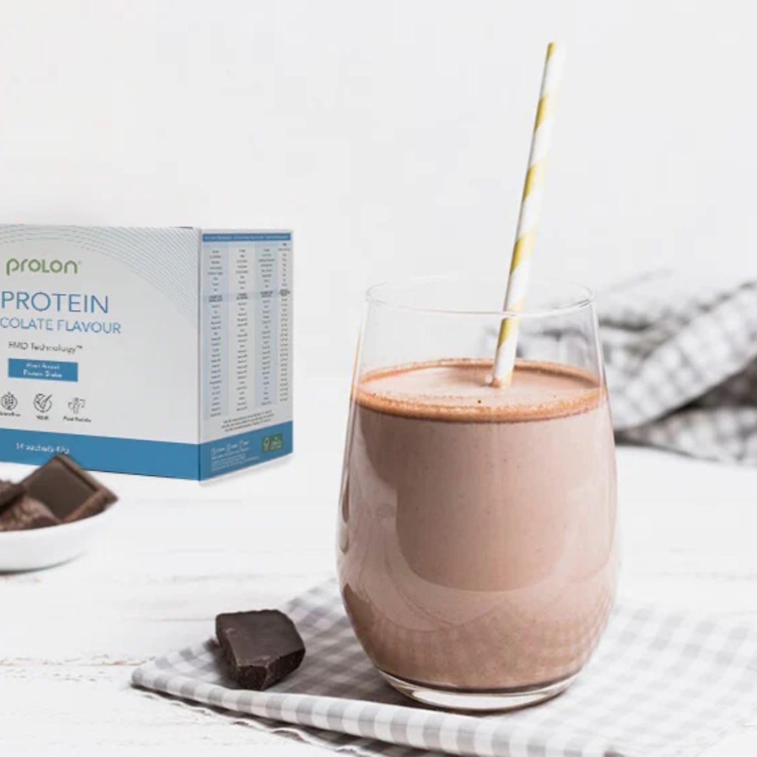 ProLon – L-Protein – 14 Bustine – Bevanda Proteica – 25g di Proteine Vegetali – Vegan – Senza Soia - Made in Italy – Gusto Cioccolato