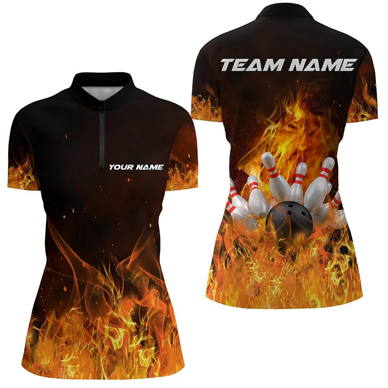 Individuelle Bowling-Shirts für Männer und Frauen, Personalisierte Flame Bowling-Team-Trikots I5165