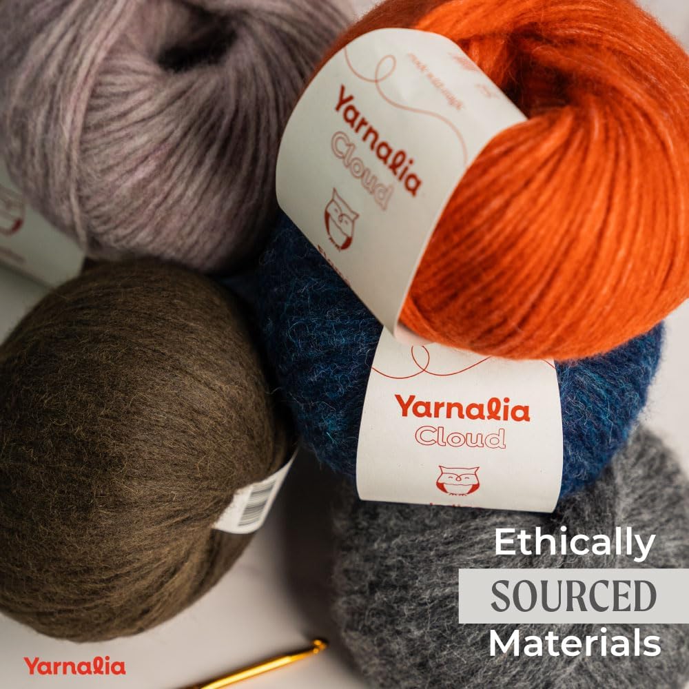 Cloud Chunky Blend Yarn 2-Pack, Super-Soft Baby Alpaca & Merino Fiber Blown into a Recycled Polyamide Tube, Premium Yarn Spun in Peru, Available in 12 Colors for Knitting and Crocheting, Charcoal. image 2