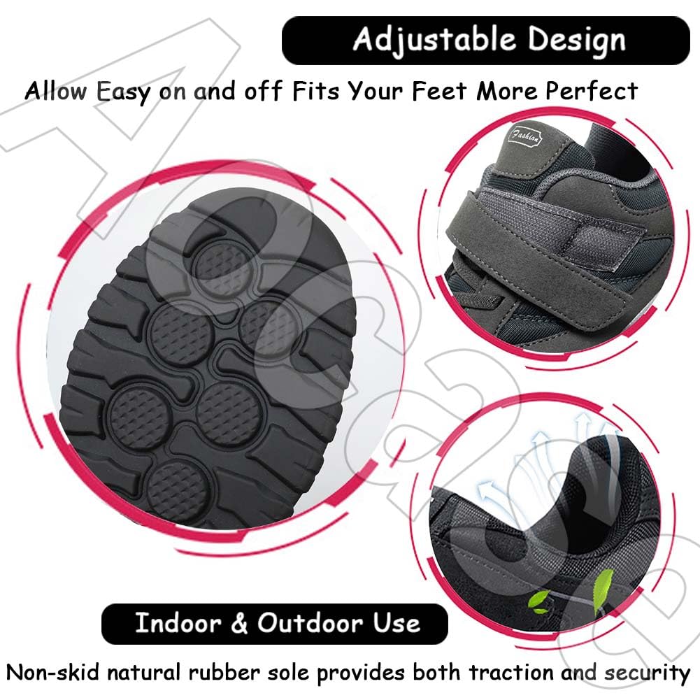Zapatillas Fascitis Plantar Ortopédicos para Hombre, Pie Diabético, Caminar, Juanetes - Negro, 40/250mm