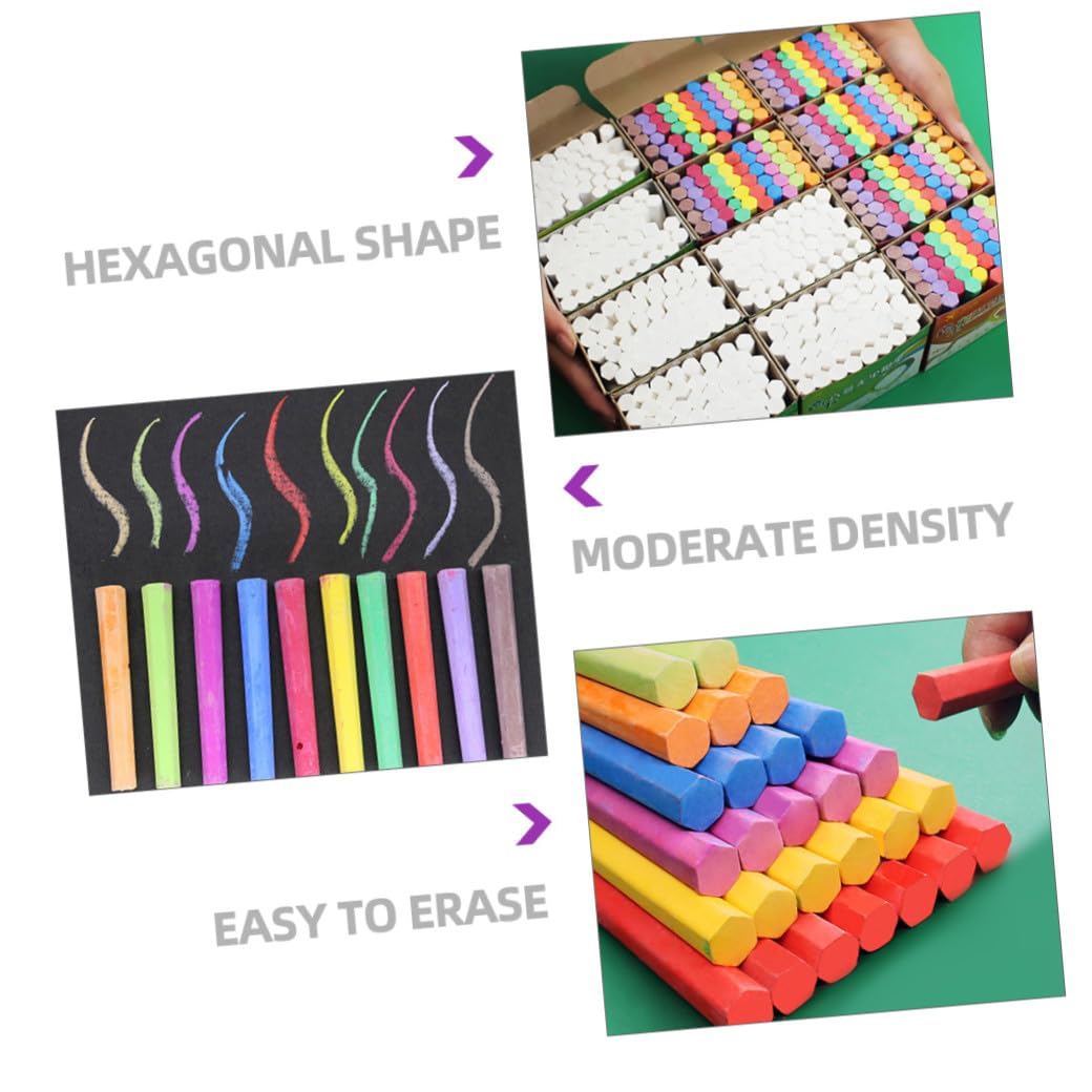 Craie Pédagogique Colorée Hexagonale sans Poussière, 3 Boîtes