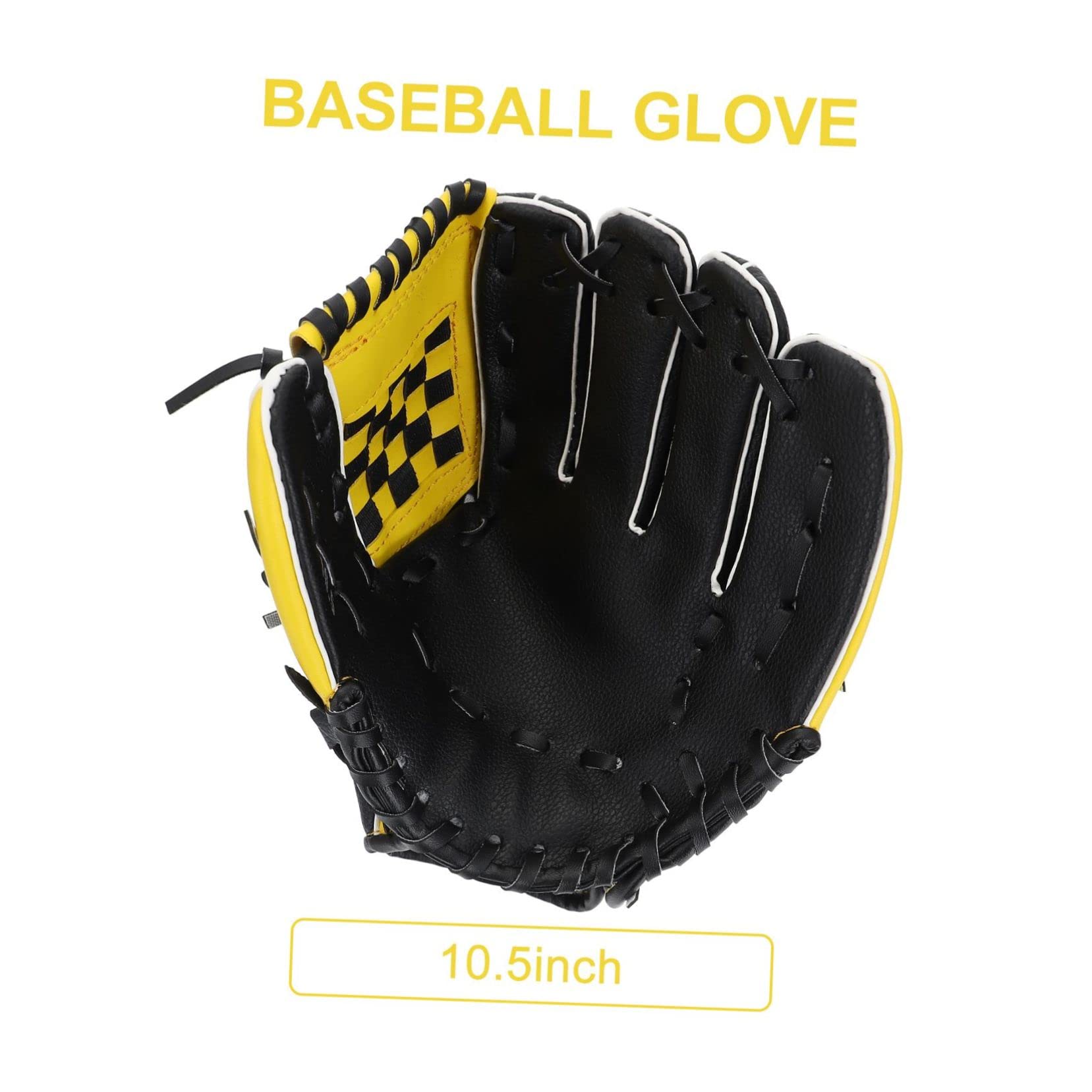 CORHAD 1pc Baseball Glove for Softball Lightweight Protective Gear Yellow and Black for Youth and Adult Training Material for Use