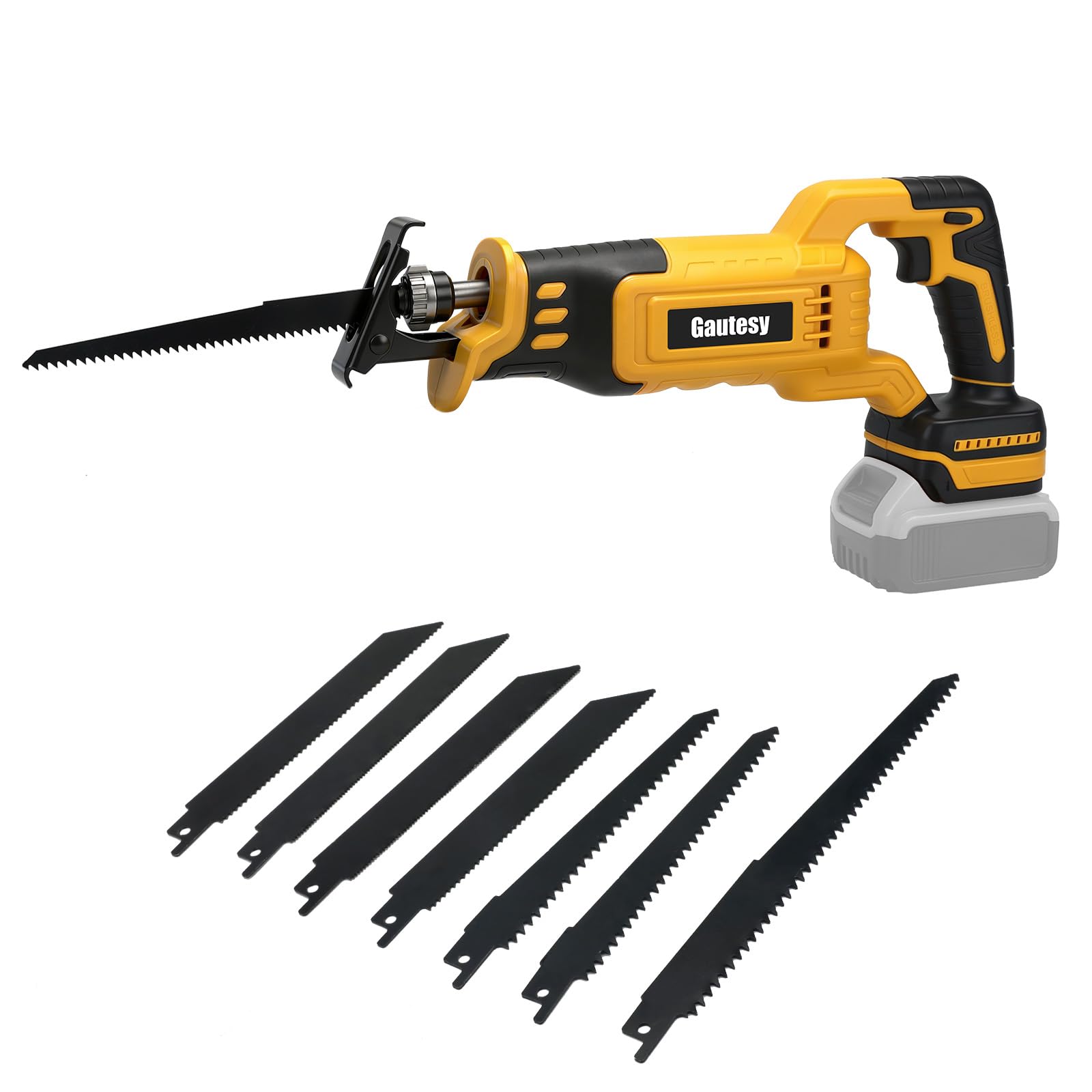 Sierra alternante inalámbrica compatible con Dewalt 20 V, motor sin escobillas 3500 SPM, velocidad variable continua con 8 hojas de sierra para madera y metal (sin batería)