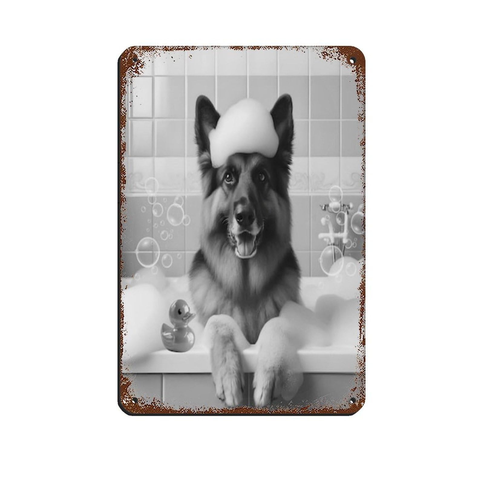 German Shepherd,Bathroom Art Poster Retro Poster Metal Tin Sign Chic Art Retro Iron Painting Bar People Cave Cafe Family Garage Poster Wall Decoration 8x12inch(20x30cm)