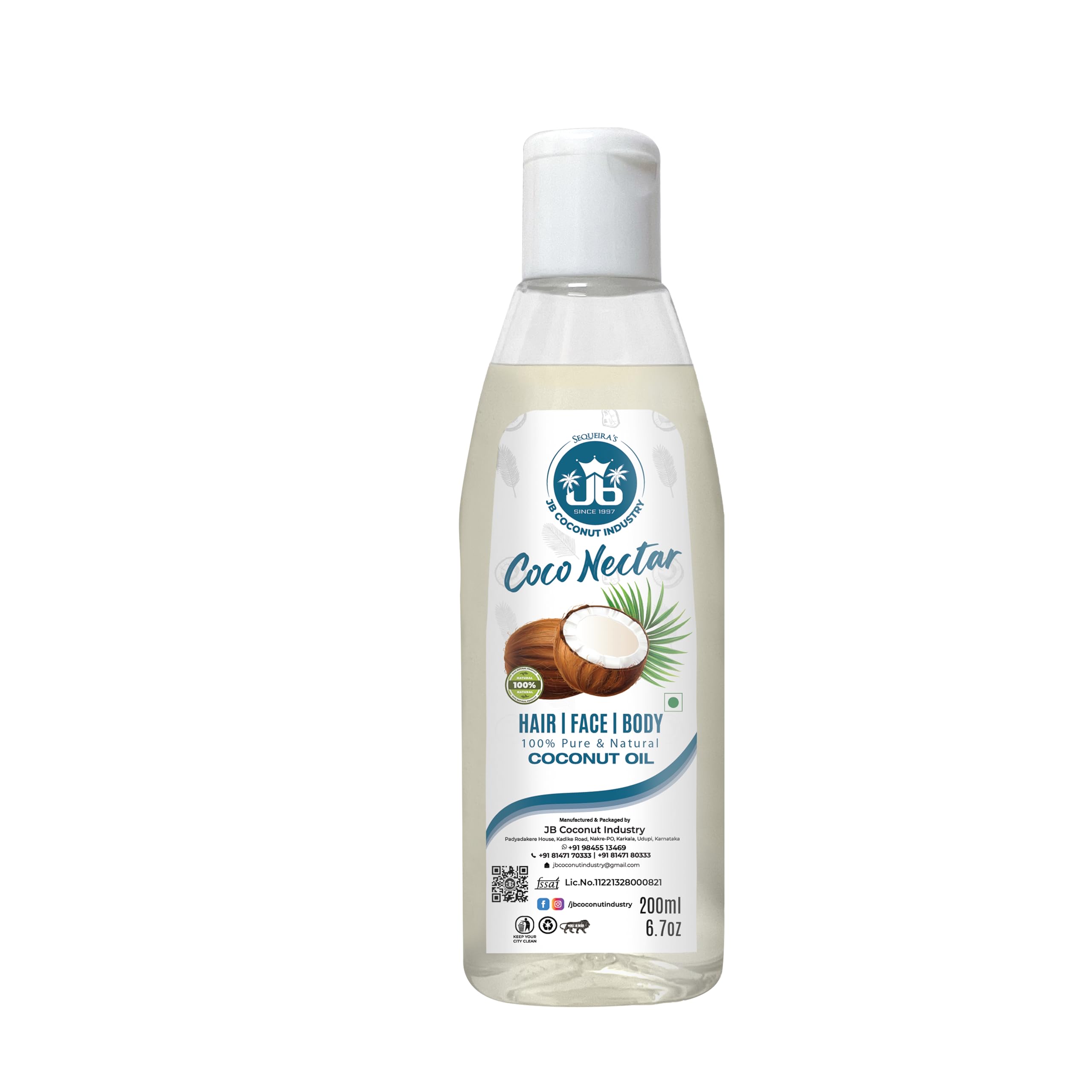 COCO NECTAR 100% Pure and Natural Cold Pressed Virgin Coconut Oil |Diet Friendly|200 ML|Pack of 1