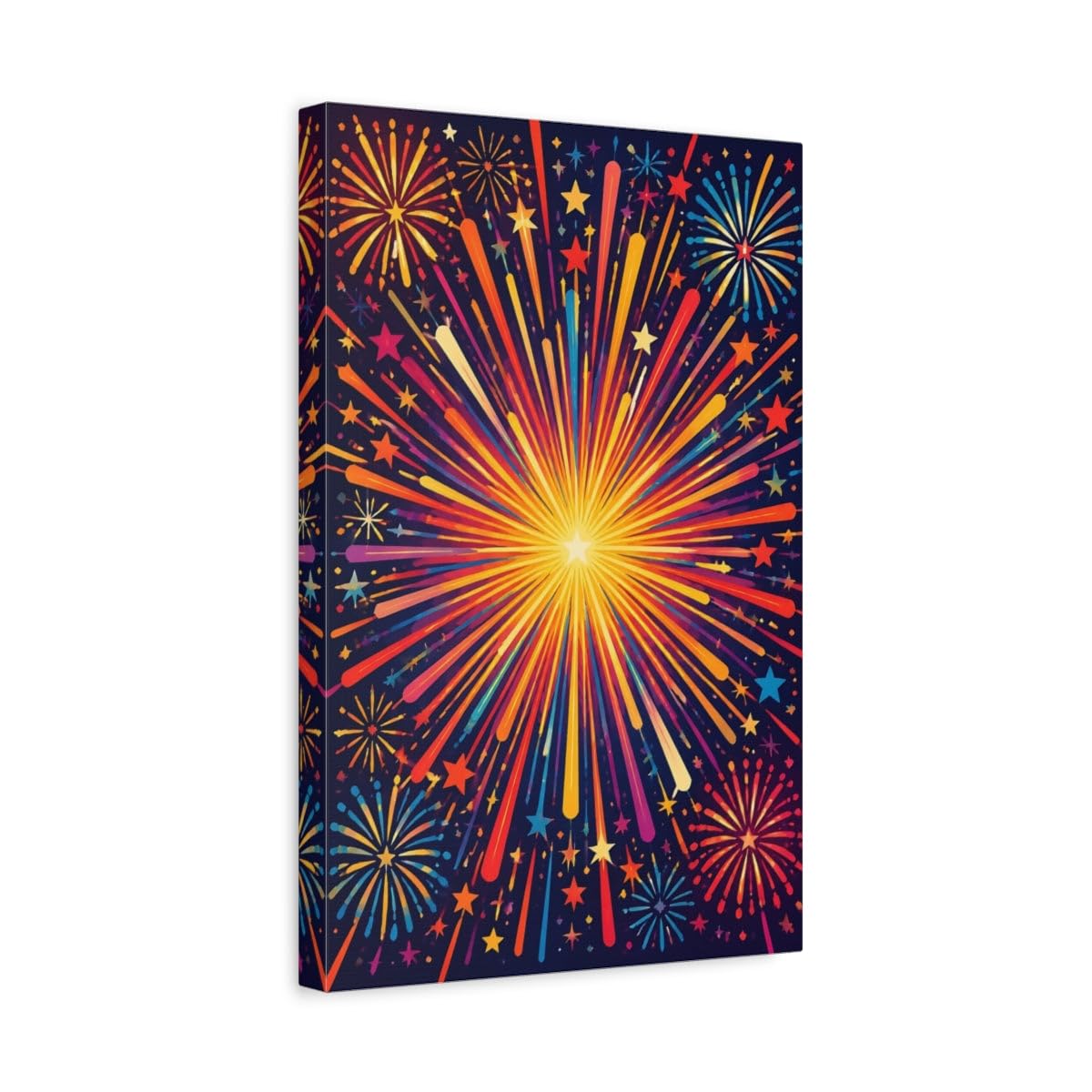 Radiant Firework Burst Canvas Print – Living Room, Above Console Table 12×18 inch (30×45 cm) - Vertical / 1.25 inch (3 cm)