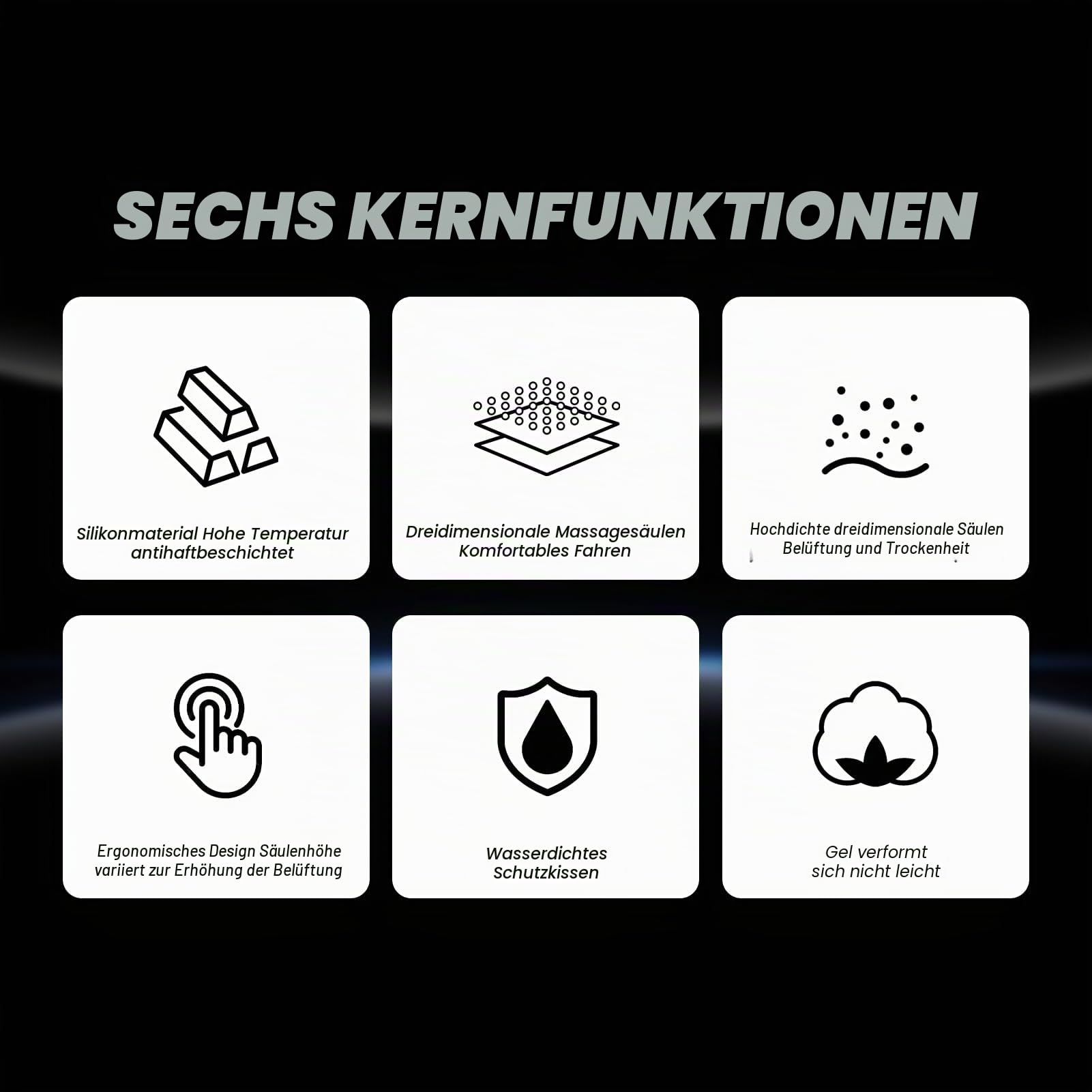 Luftkühlkissen für Motorradsitze, Gel-Sitzkissen für Motorradsitze, Kühlung, Stoßdämpfung, Druckentlastung, universeller schwarzer Sitzbezug