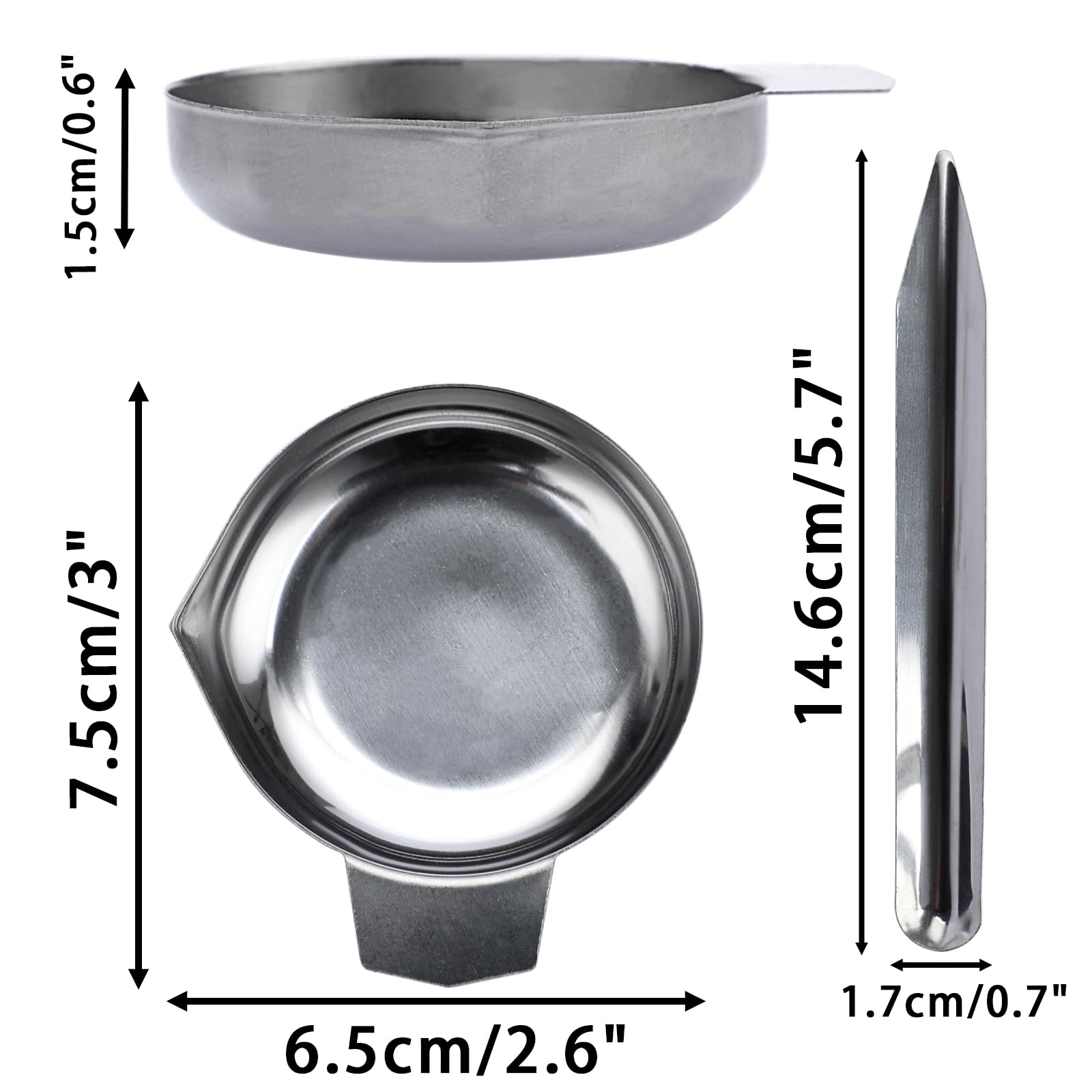 JUXYES 4PCS Metal Weighing Powder Pan with Scoop, Mini Digital Scale Pan Tray Weighing Dish for Reloading, Electronic Scale Tray Powder Measuring Pans for Jewelry Liquid Powder Lab Supplies