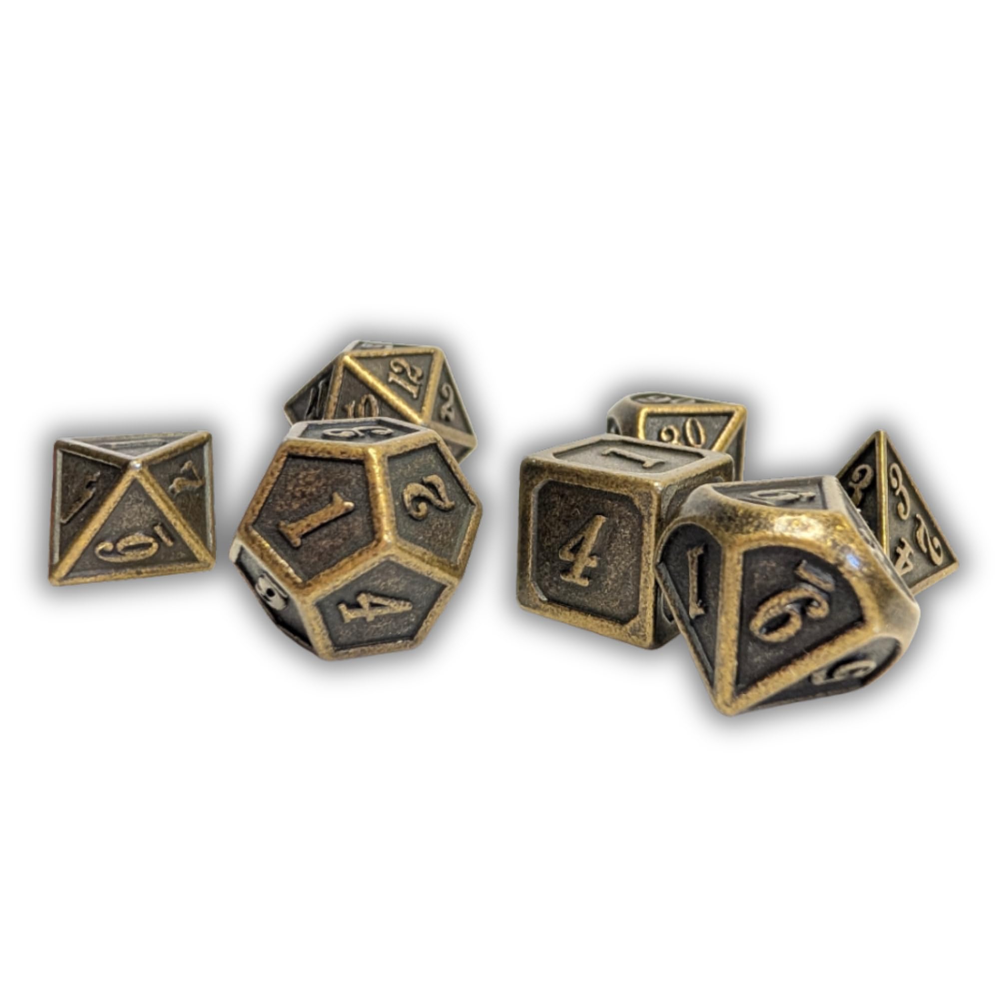 Set de 7 Dés Polyédriques RPG (D4-D6-D8-D10-D12-D20-D%) – Dés de Jeu en métal avec Pochette en Velours – Accessoires DND, Pathfinder, JDR, Jeux de Table