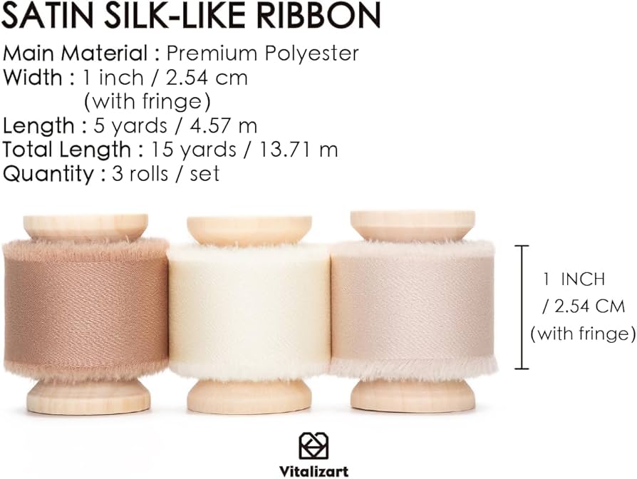 Amazon.com: Vitalizart Silk Satin Ribbon 1 Inch x 15 Yard Wooden