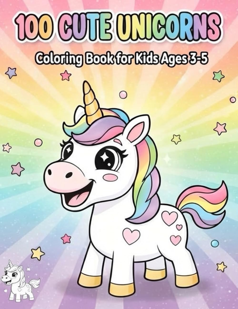 100 CUTE UNICORNS: Coloring Books for Kids Ages 3-5