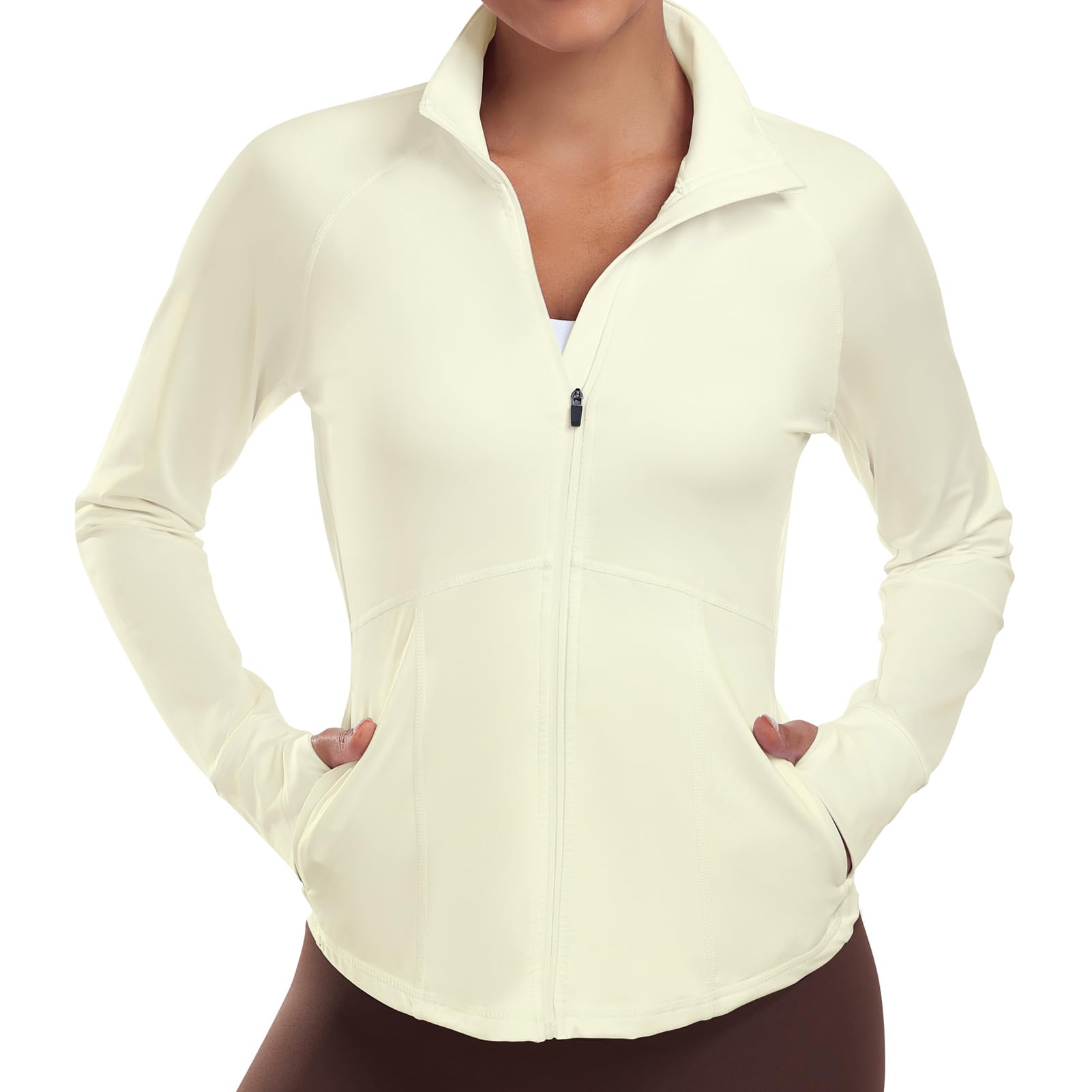 YOKGO Workout Jackets for Women Anti Slip Zipper Up Running Jackets Lightweight Sport Gym Yoga Athletic Clothes Slim Fit