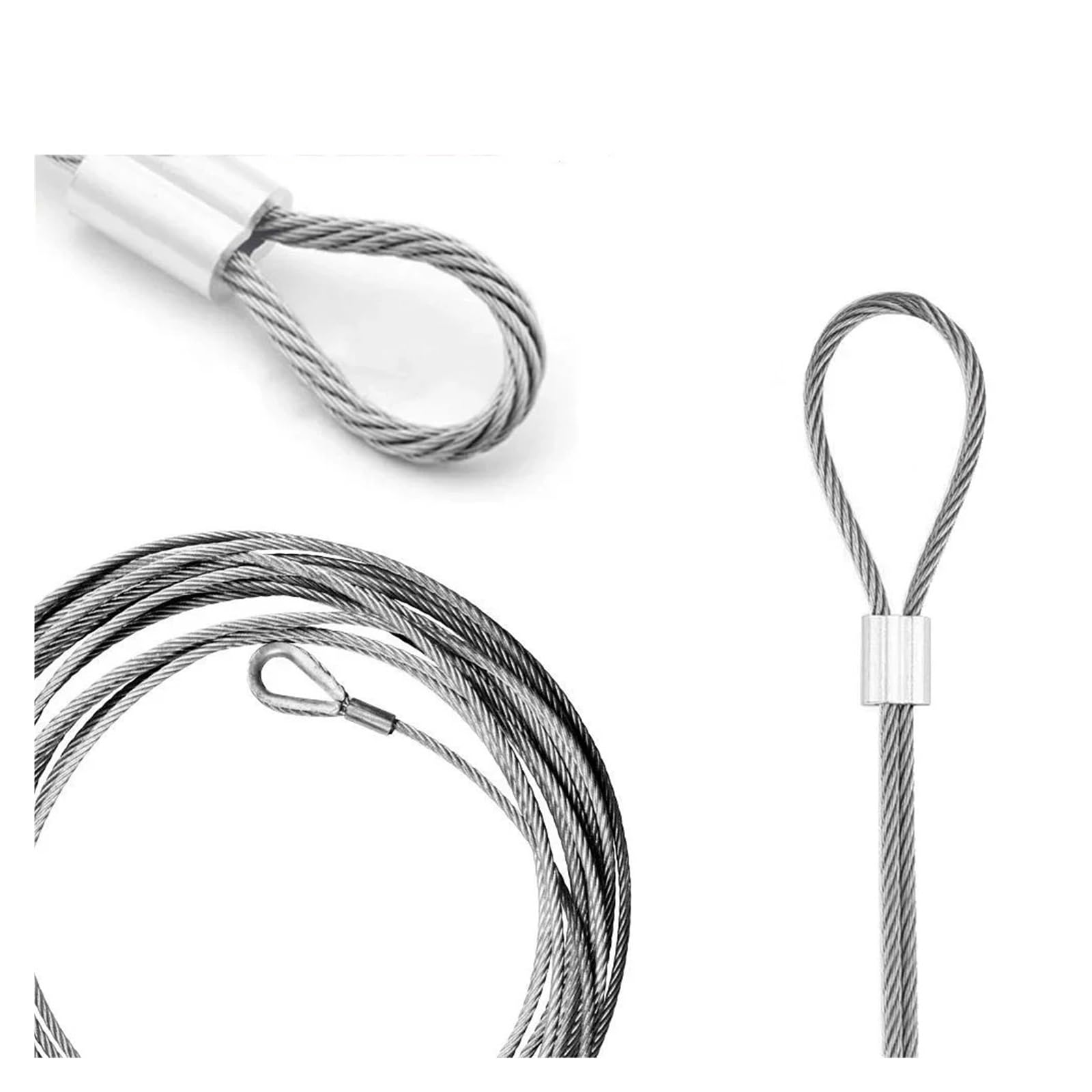 Ghiere di crimpatura a doppio foro in alluminio per funi metalliche, 8 forme, argento, da M1 a M12 (M2) - manicotti a crimpare durevoli per cavi metallici resistenti