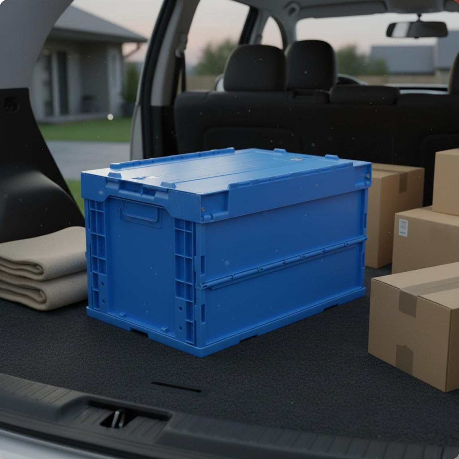 Faltbare Aufbewahrungsbox Klappkiste Lagerbehälter Multifunktionsbehälter Faltbar für Werkstatt Büroorganisation Lieferung Auto, Orange