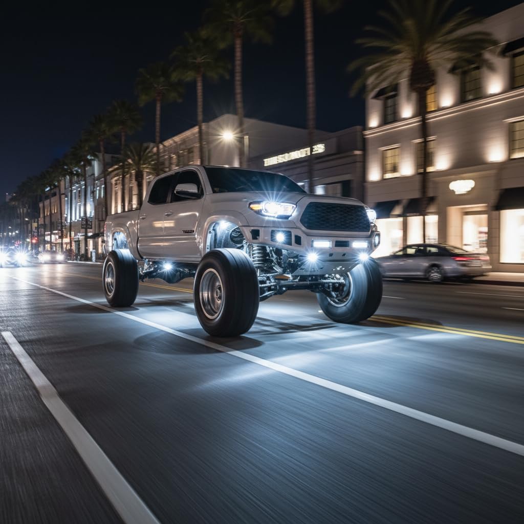 YONEDA 20 Pods White Rock Lights 6000K 42LED Ultra Bright LED Underglow Lights IP68 Waterproof for Trucks SUV UTV ATV RZR Car Boats Pickup Motorcycle with 39.37ft Extension Wire