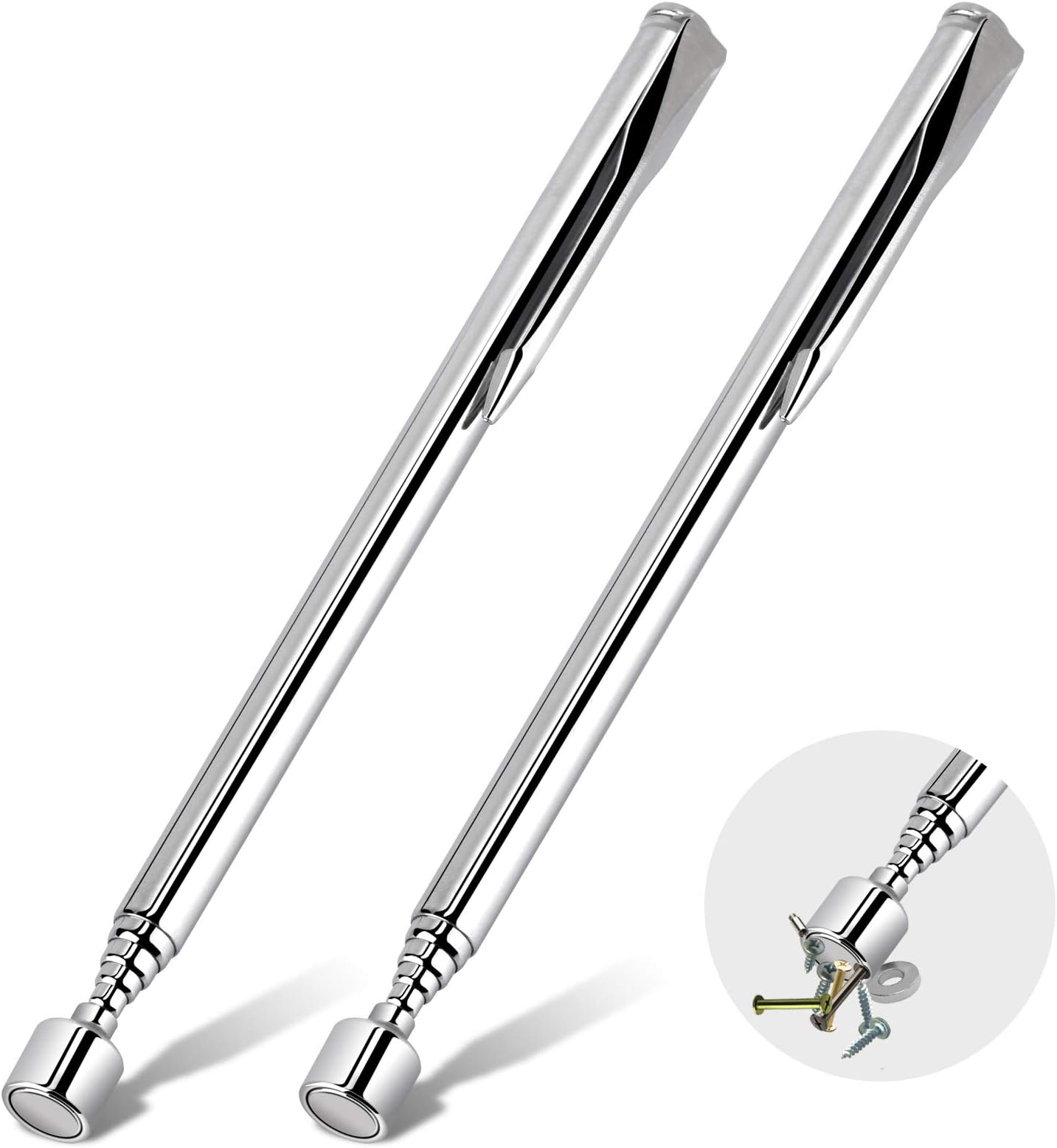 2 Pack Magnetic Pickup Tool, Telescoping Pick Up Hvac Tool, Pocket Pick-up Magnetic Retrieval Hvac Accessories for Hard to Reach Places, Magnet Sticks, Mini, Light Weight
