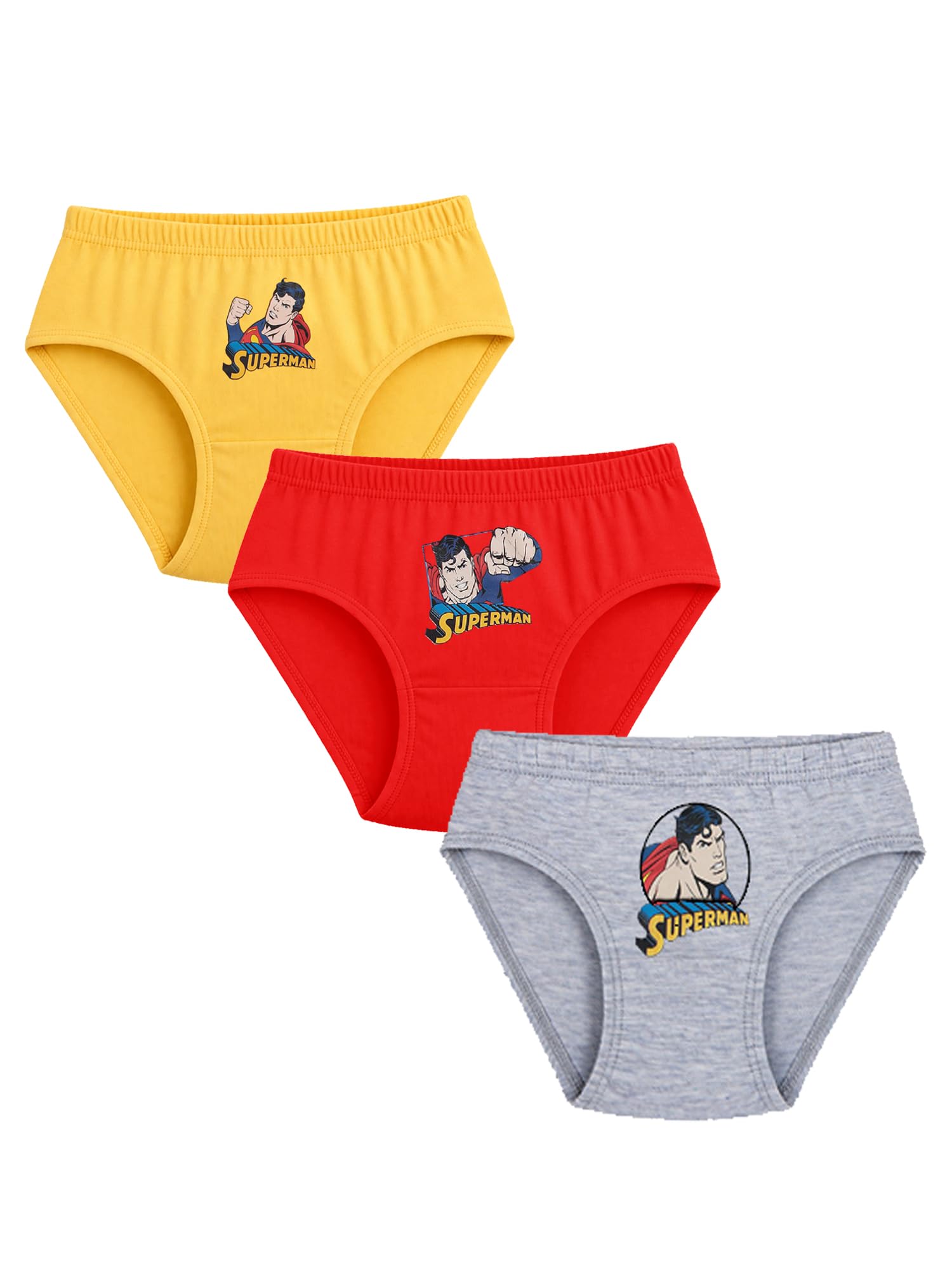 BODYCARE Justice League Printed Boys Brief Pack of 3 | 100% Cotton | Ultra Soft Breathable Innerwear | Skin Friendly, Tagless Comfort | Ideal for School