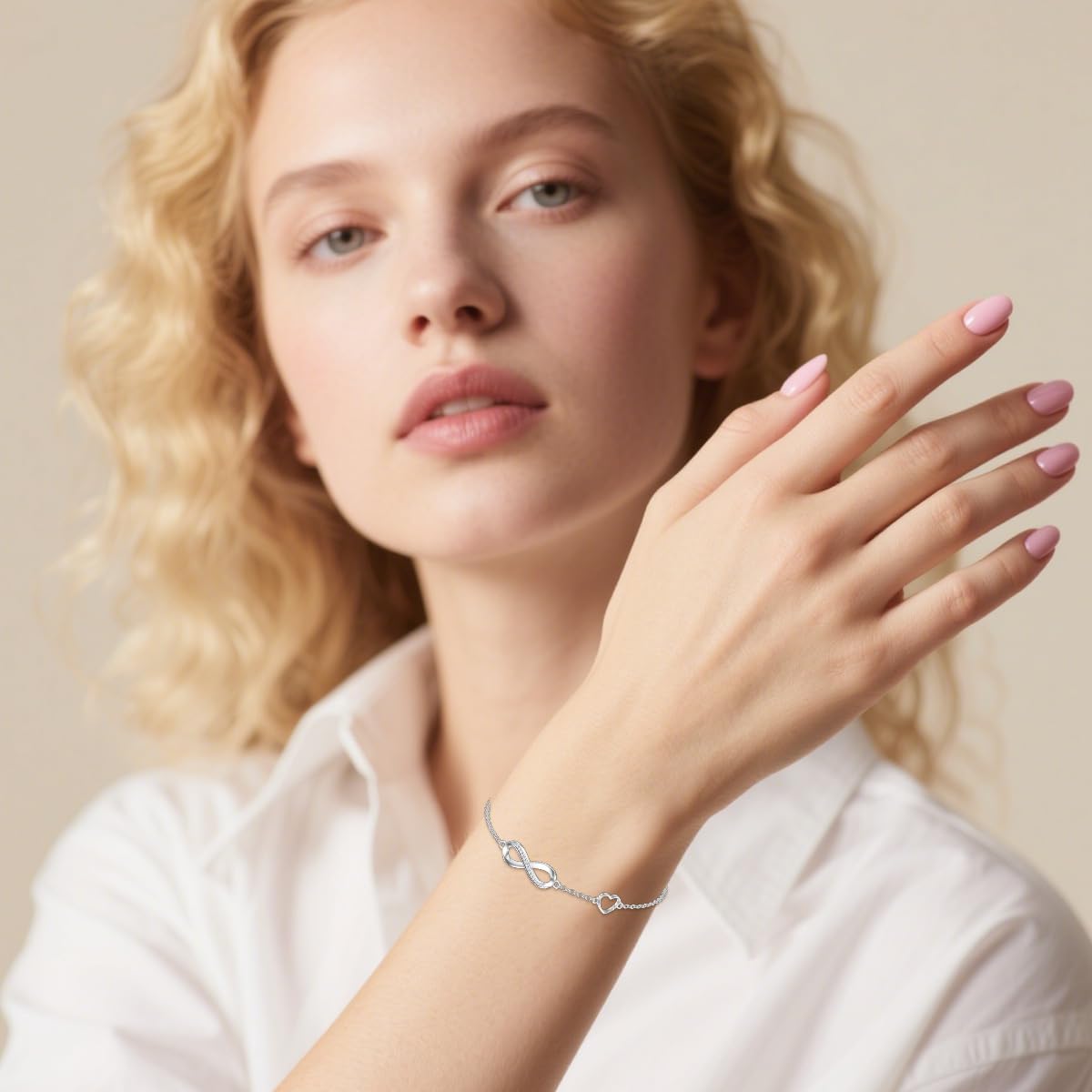 Diamond Infinity Heart Bracelet for Women 925 Sterling Silver Infinity Link Bracelet Mother's Day Christmas Jewelry Gifts for Mom Wife Girlfriend Her - Image 2