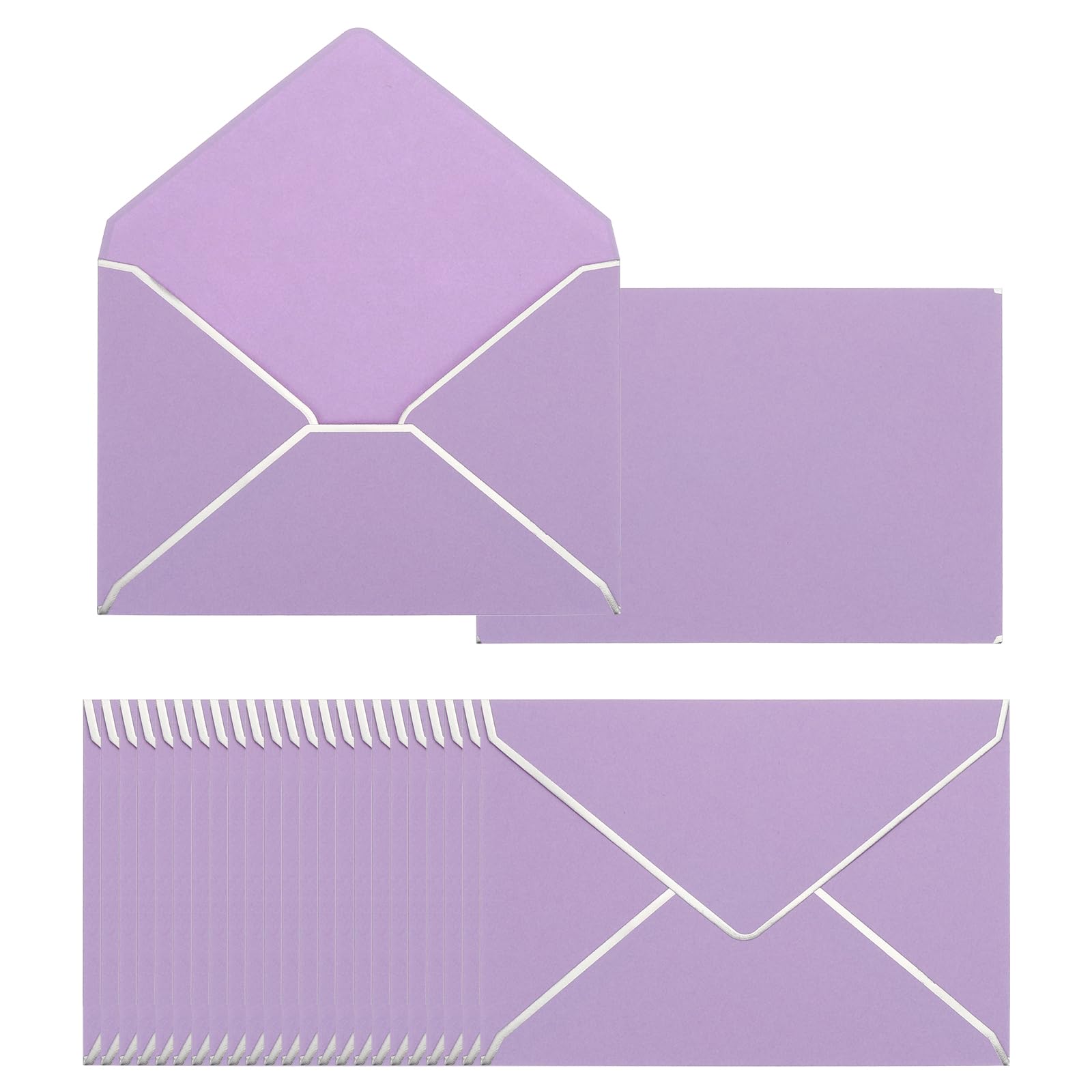 PATIKIL 100 Pack 5 x 7 Envelopes A7 Card Christmas Envelopes V Flap Envelope with Silver Borders for Office Wedding Gift Cards Invitations