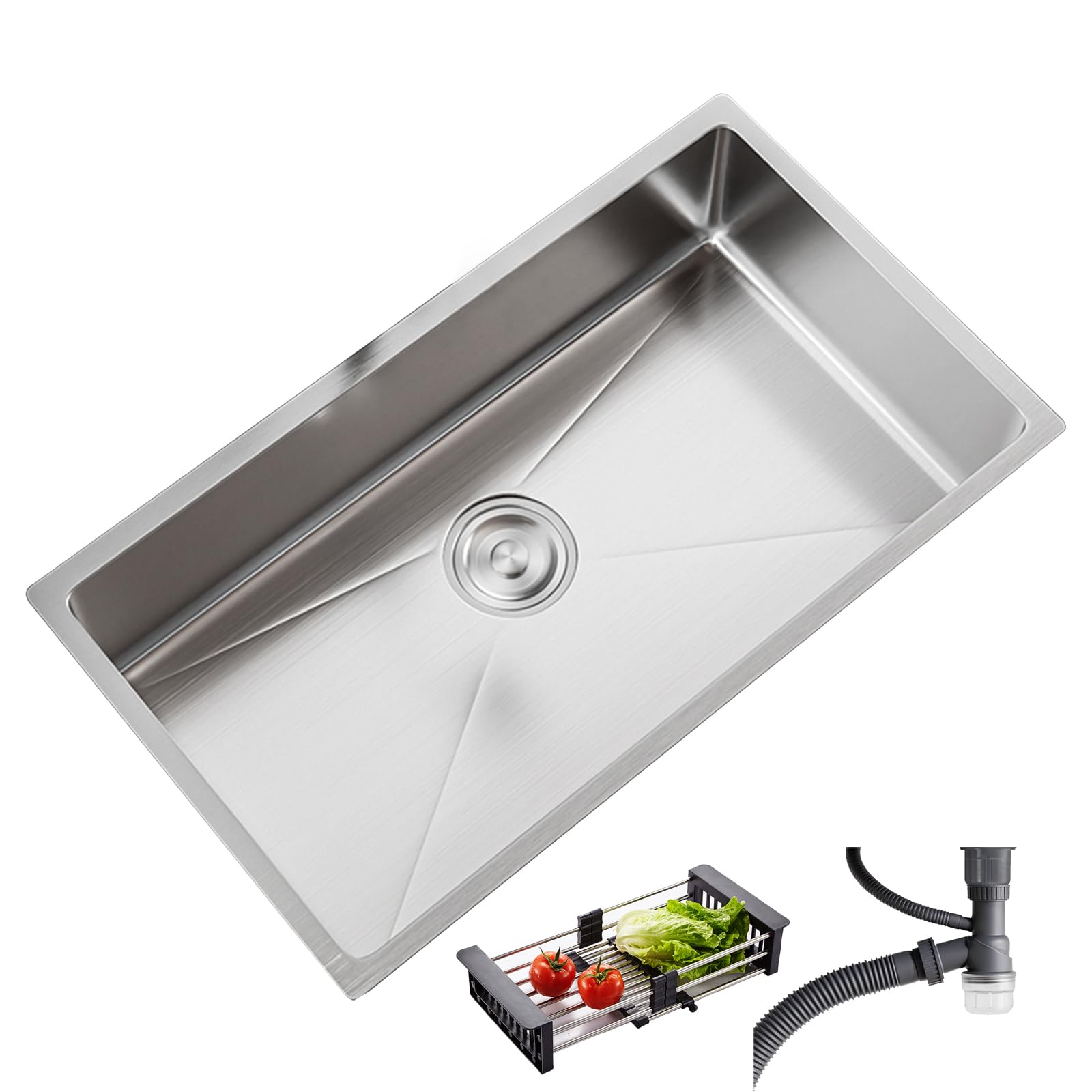 CSXSXAUO Stainless Steel Kitchen Sink, Undermount Workstation Single Bowl with Faucet Combo for Kitchen, Restaurant, Bar, Outdoor BBQ, Laundry Room