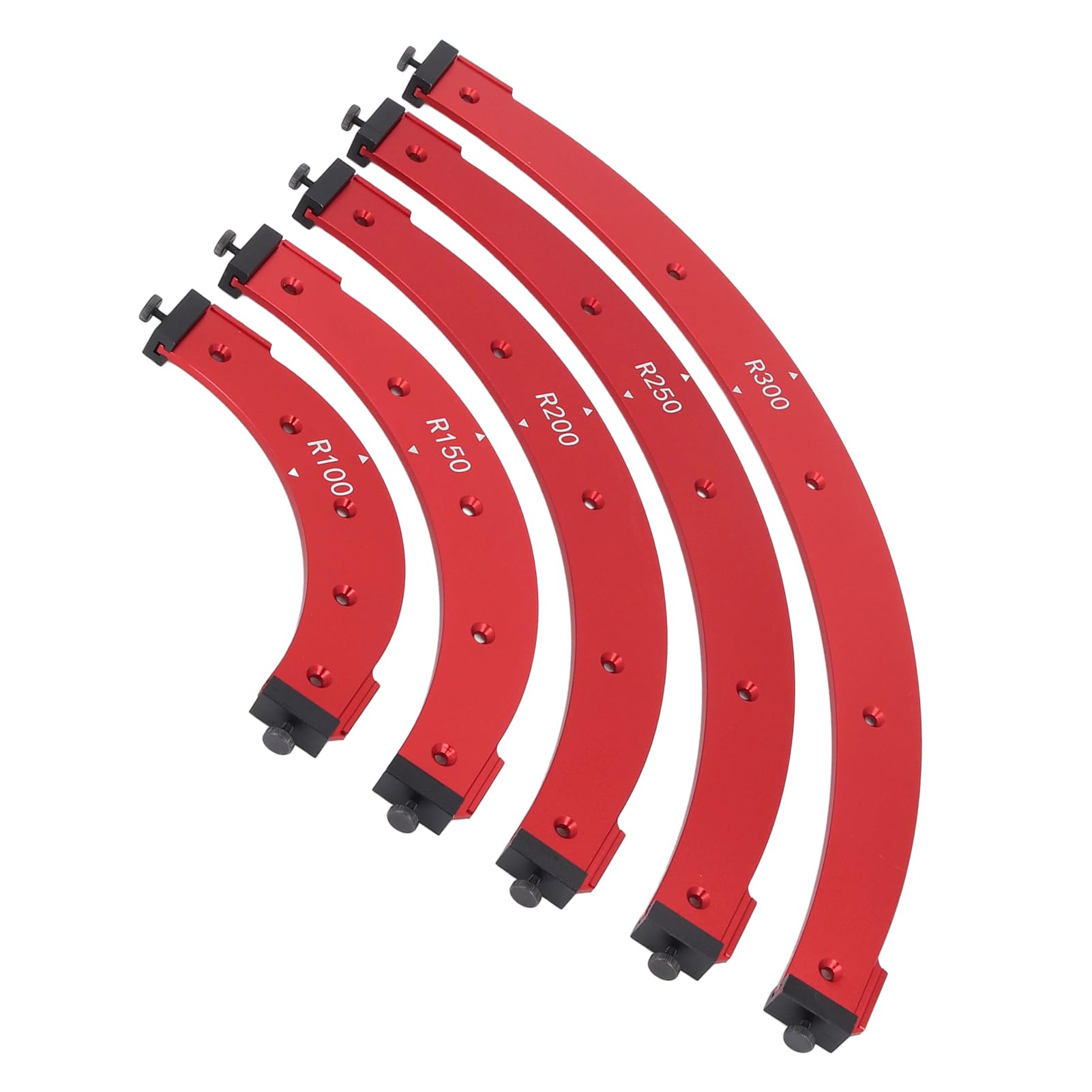 Set di modelli di maschere angolare in lega di alluminio R100-300, guida per router per la lavorazione del legno a 5 pezzi per bordi del gabinetto, strumento di taglio manuale per