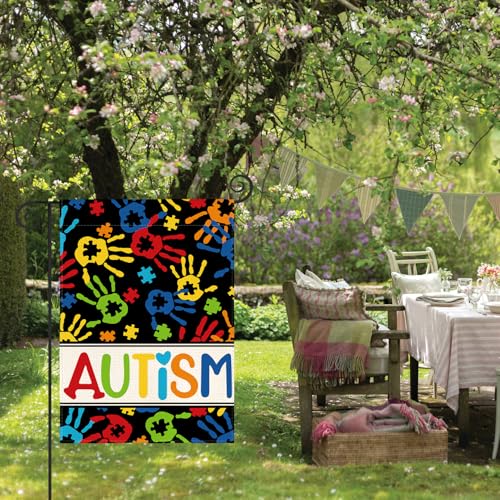 Drapeau extérieur autisme double face motif puzzle de jardin - 5