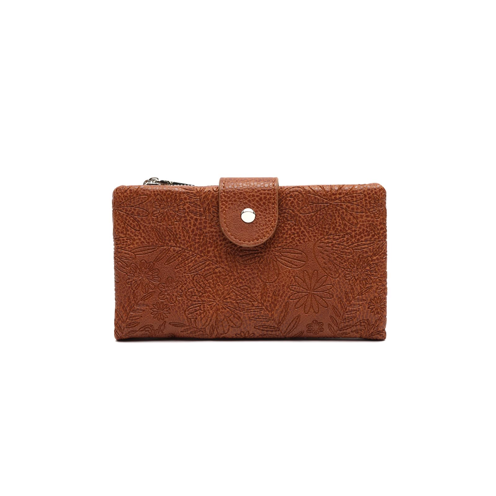 Monedero Grande MISAKO Deva Floral para Mujer - Camel 10x19 cm