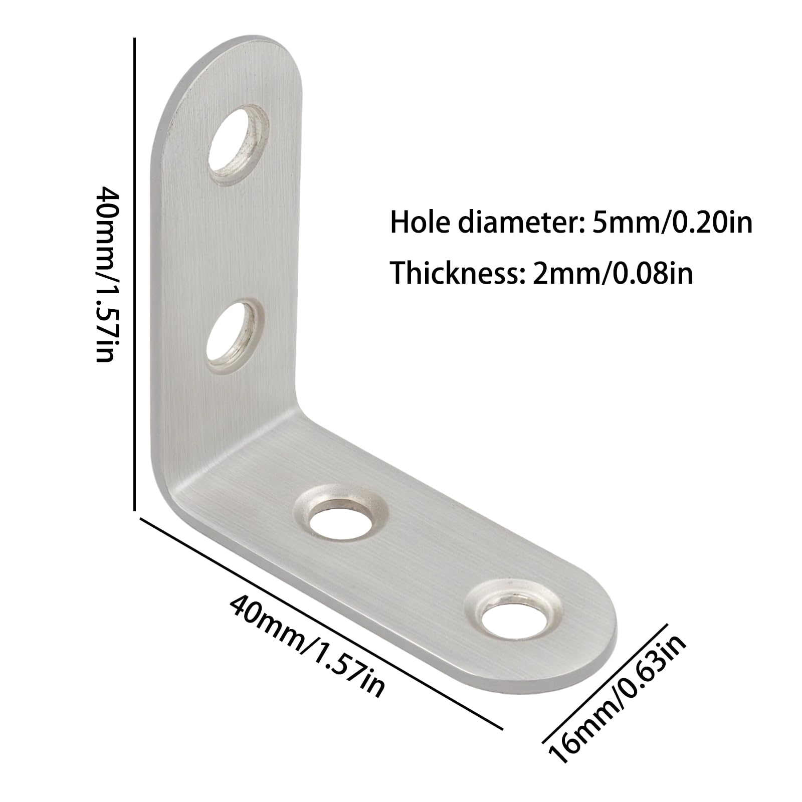 Braccia Angolare A L Ad Angolo In Acciaio Inossidabile 90 Gradi, Staffa Destra Per Mobili, Scaffali, Mobile, Cornice Letto E Lavorazione Del Legno 100 pezzi argento