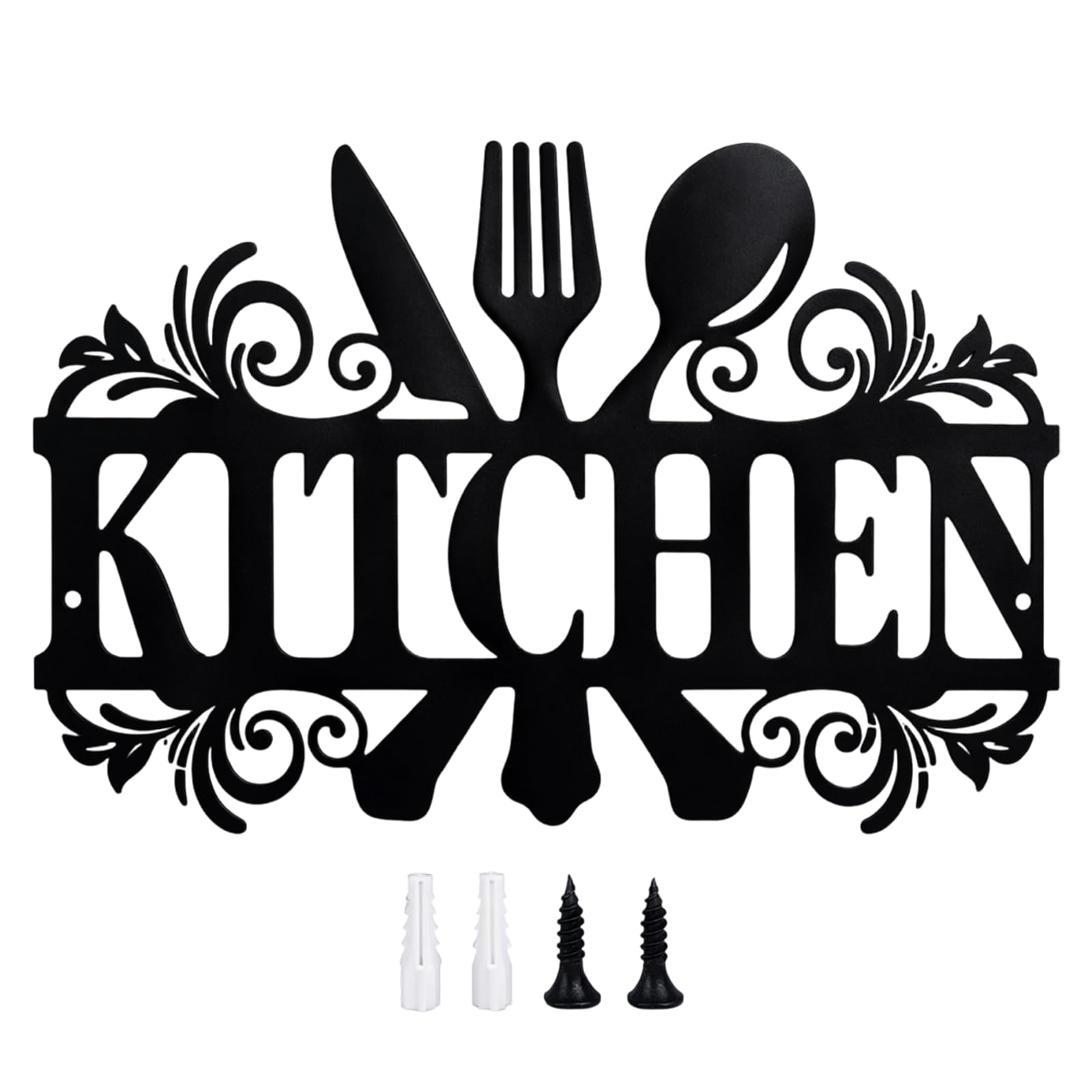 Kitchen Wall Art, Kitchen Decor Accessories, Black Metal Wall Art for Kitchen Walls, Kitchen Pictures for Wall, Kitchen Art Wall Decor with Elegant Design