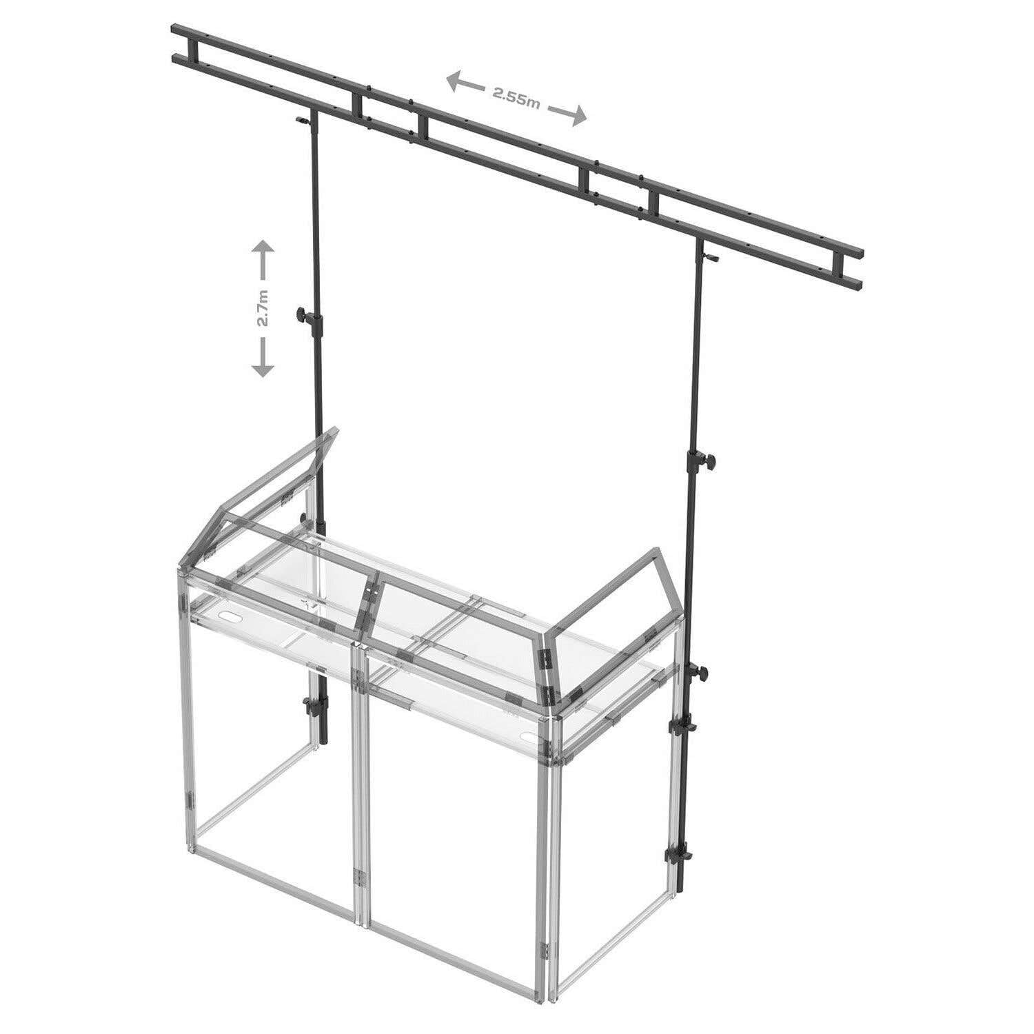 VONYX DB3L Structure d'Éclairage pour Cabine DJ DB3, Parfait pour une Utilisation Mobile, 20 Points de Montage, 2,70m de Hauteur, Livré avec un Sac