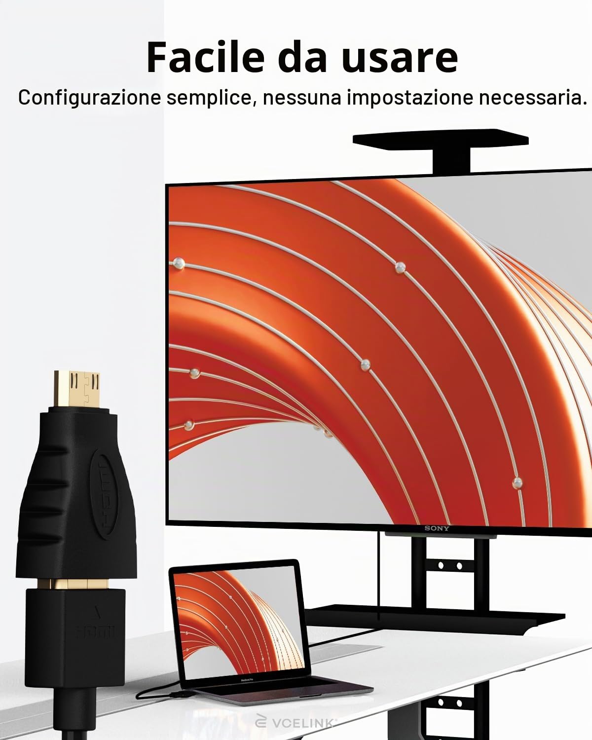 VCE Adattatore Mini HDMI Maschio a HDMI Femmina, Connettore Mini HDMI Placcato Oro, Prolunga HDMI 3D&4K 2 Pezzi
