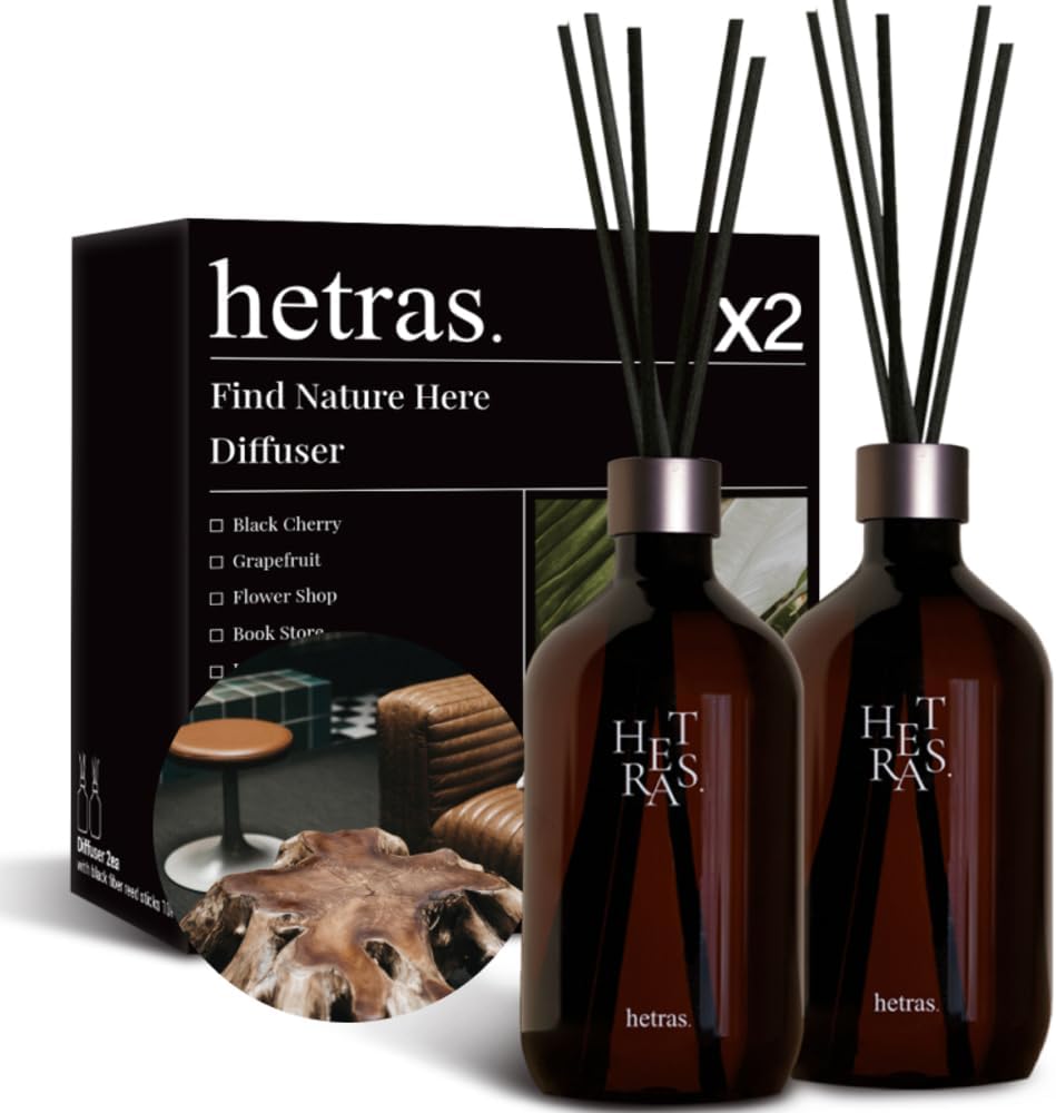 Hetras Premium Diffuser, 16.9 fl oz (500 ml), Set of 2, Aroma, Romantic, Relaxing, Woody (Hotel Wood)