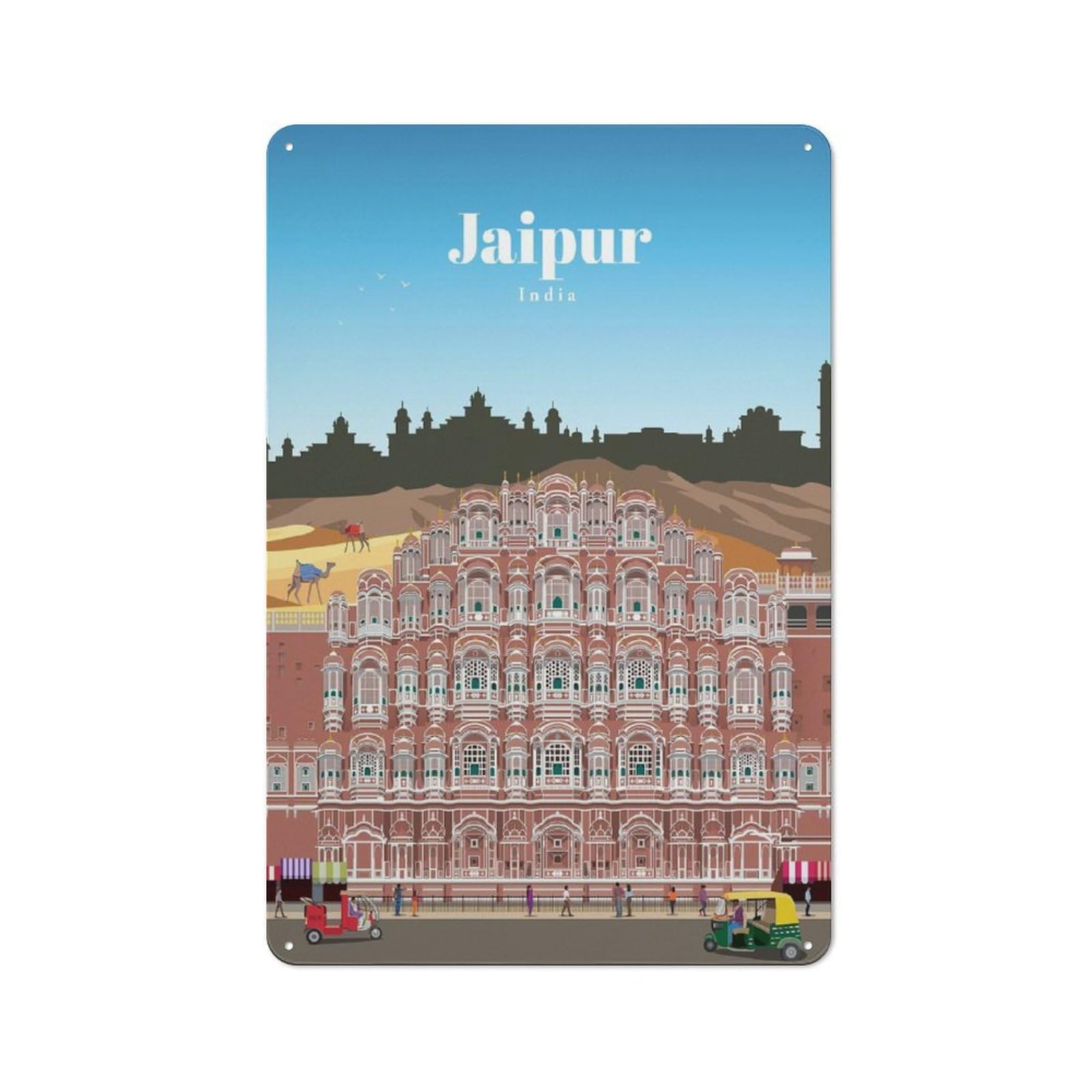 Junmoney Travel To Jaipur Vintage Metal Sign 30X20cm, Bistro Style Bistro Wall Plaque For Cafe, Bistro, Bakery Or Restaurant