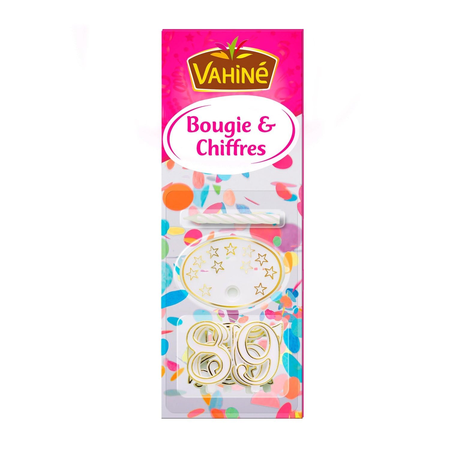 VAHINE – Ensemble Bougie & Chiffres Colorés pour Gâteau, Support Pratique Inclus, Fête Réussie - Lot de 3 - vendu par Lot