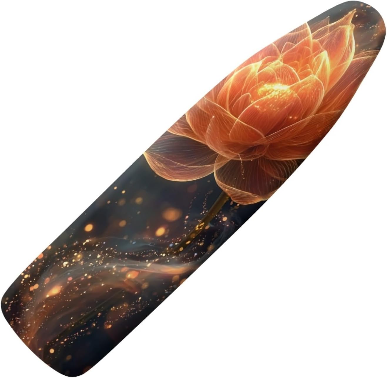 Ironing Board Cover 14x48 Flower Orange Gold Iron Board Cover with Padding Heat Reflective,Scorch Resistant Thick Padding,Snug Fit Non-Slip Nose Pocket Fastener Straps Elastic Edges